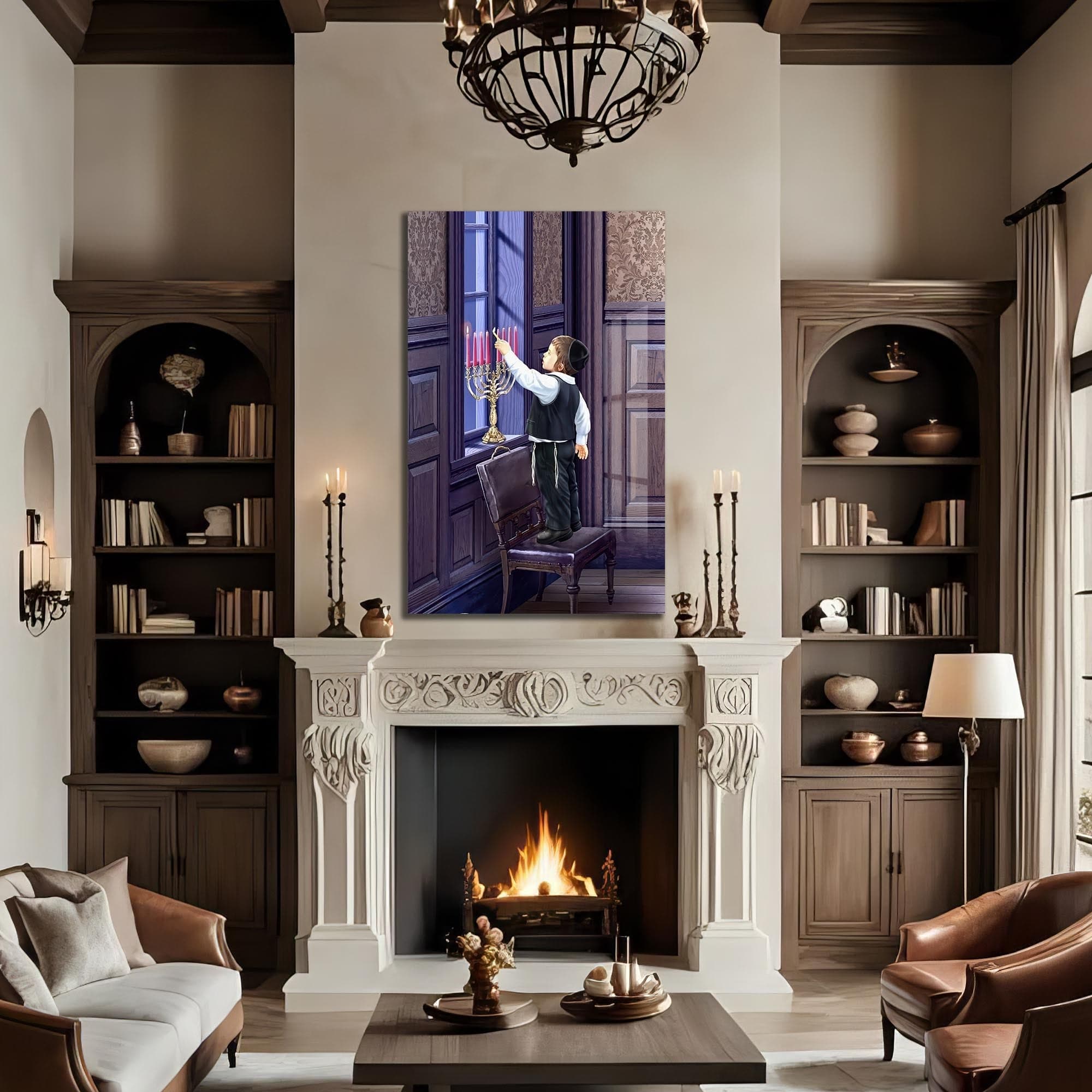 Artronauts Glass Print First Candle- Judaism Tempered Glass Wall Art