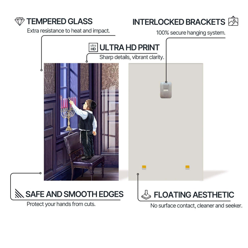 Artronauts Glass Print First Candle- Judaism Tempered Glass Wall Art