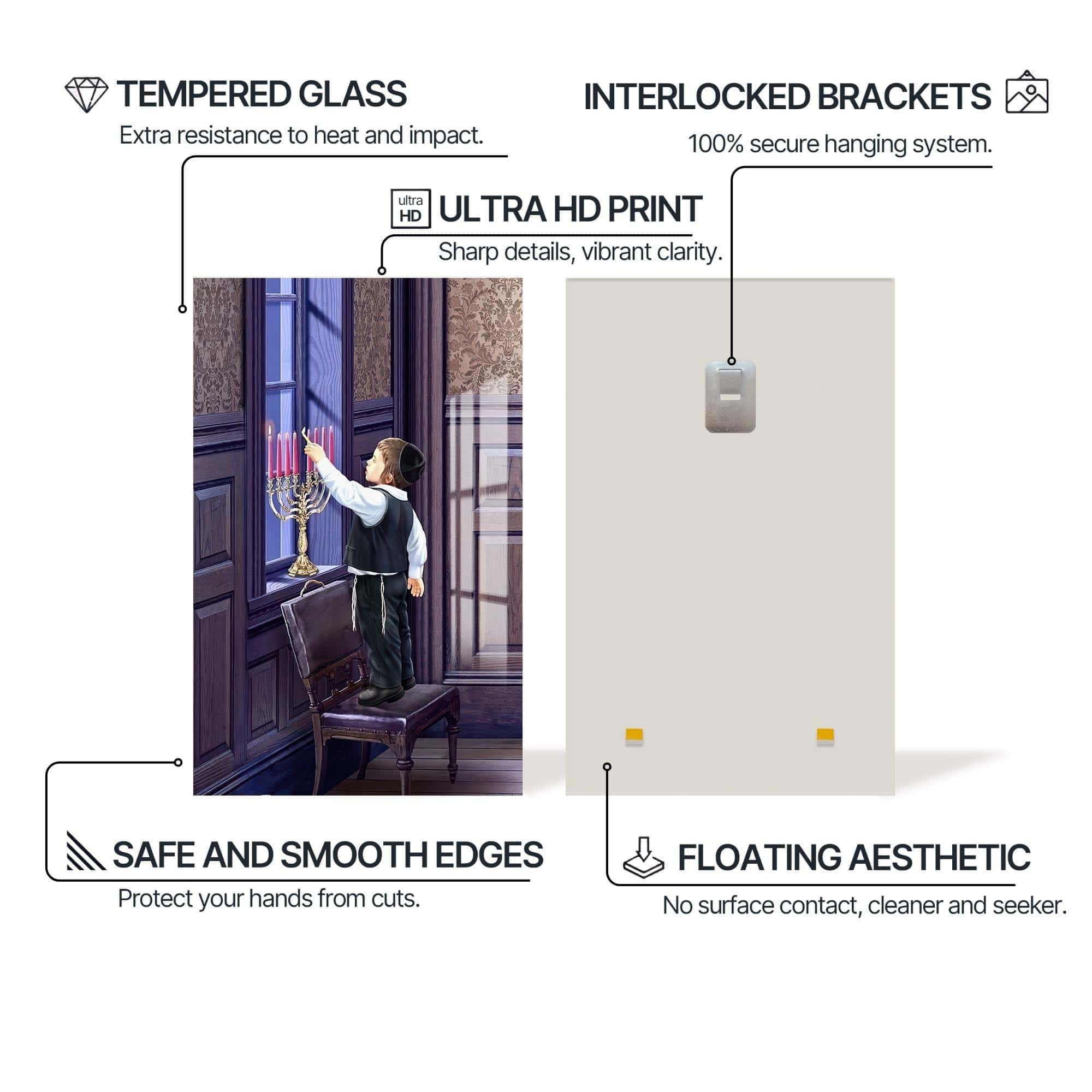 Artronauts Glass Print First Candle- Judaism Tempered Glass Wall Art