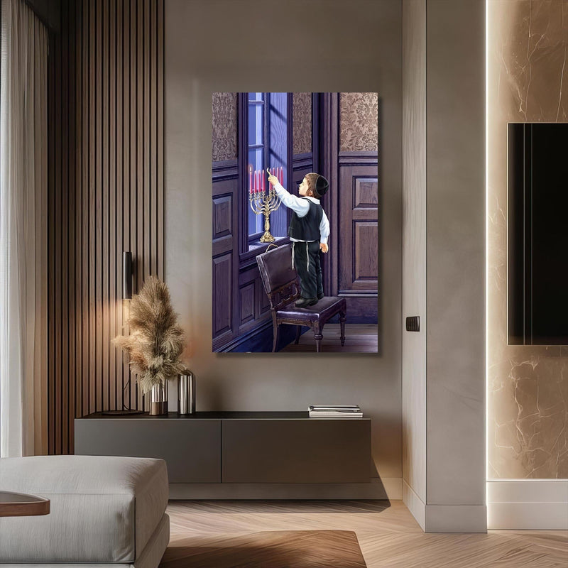 Artronauts Glass Print First Candle- Judaism Tempered Glass Wall Art