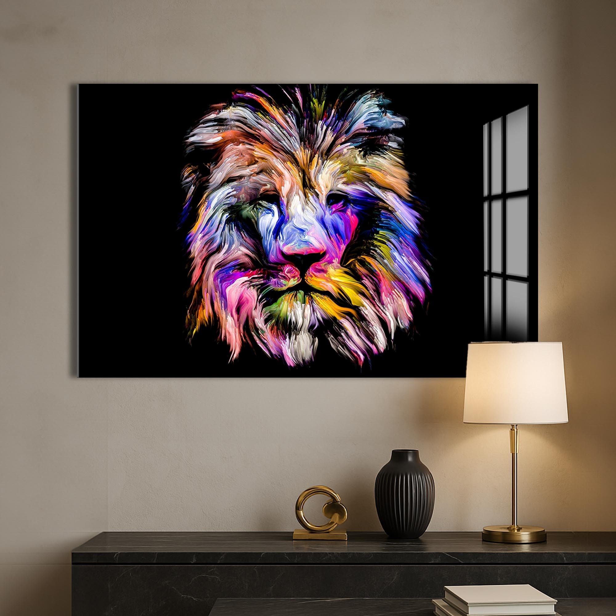 Artronauts Glass Print Chromatic Mane Lion – Animal Tempered Glass Wall Art