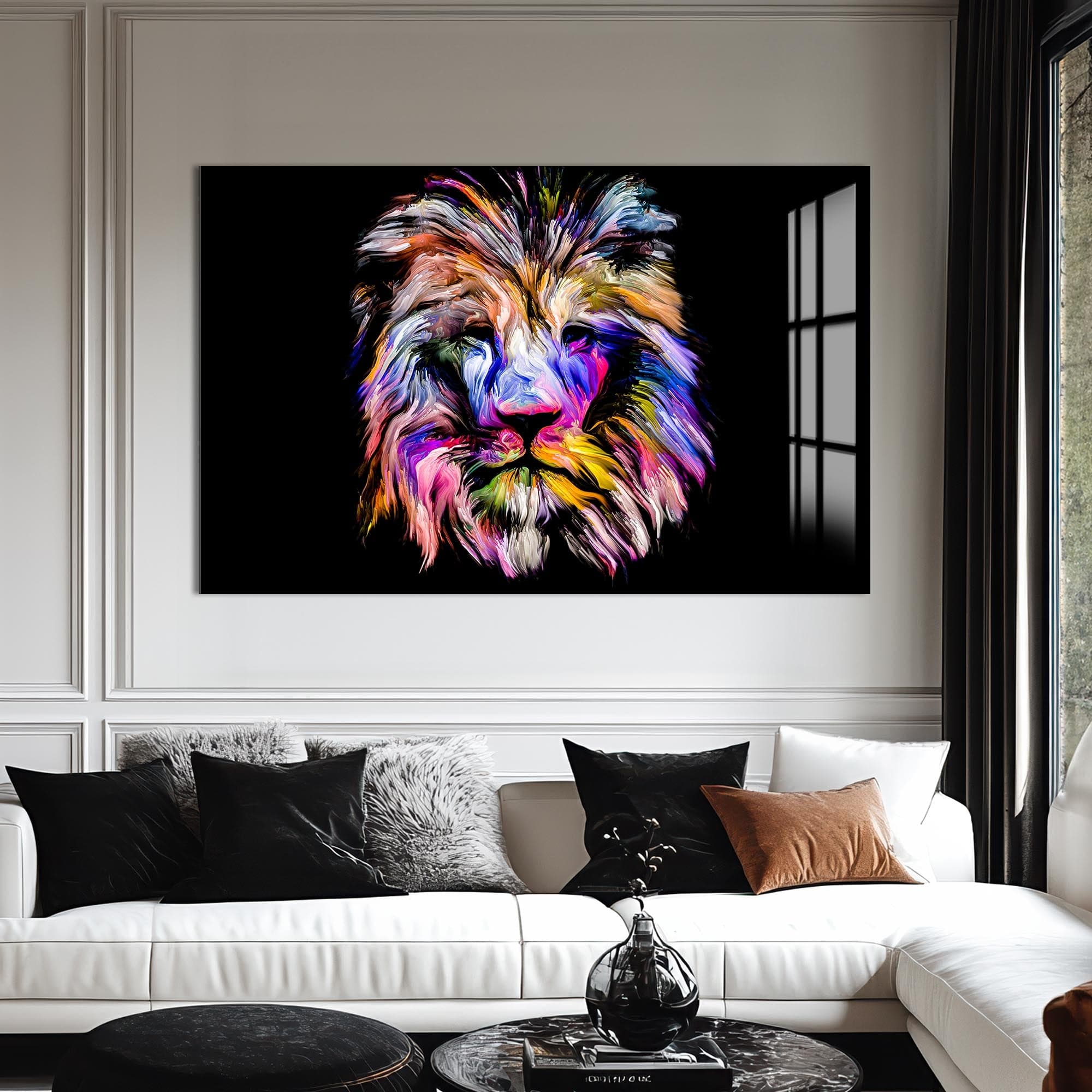 Artronauts Glass Print Chromatic Mane Lion – Animal Tempered Glass Wall Art