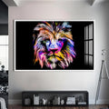 Artronauts Glass Print S | 72x46 cm | 28.3"x18.1" / White Chromatic Mane Lion – Animal Tempered Glass Wall Art