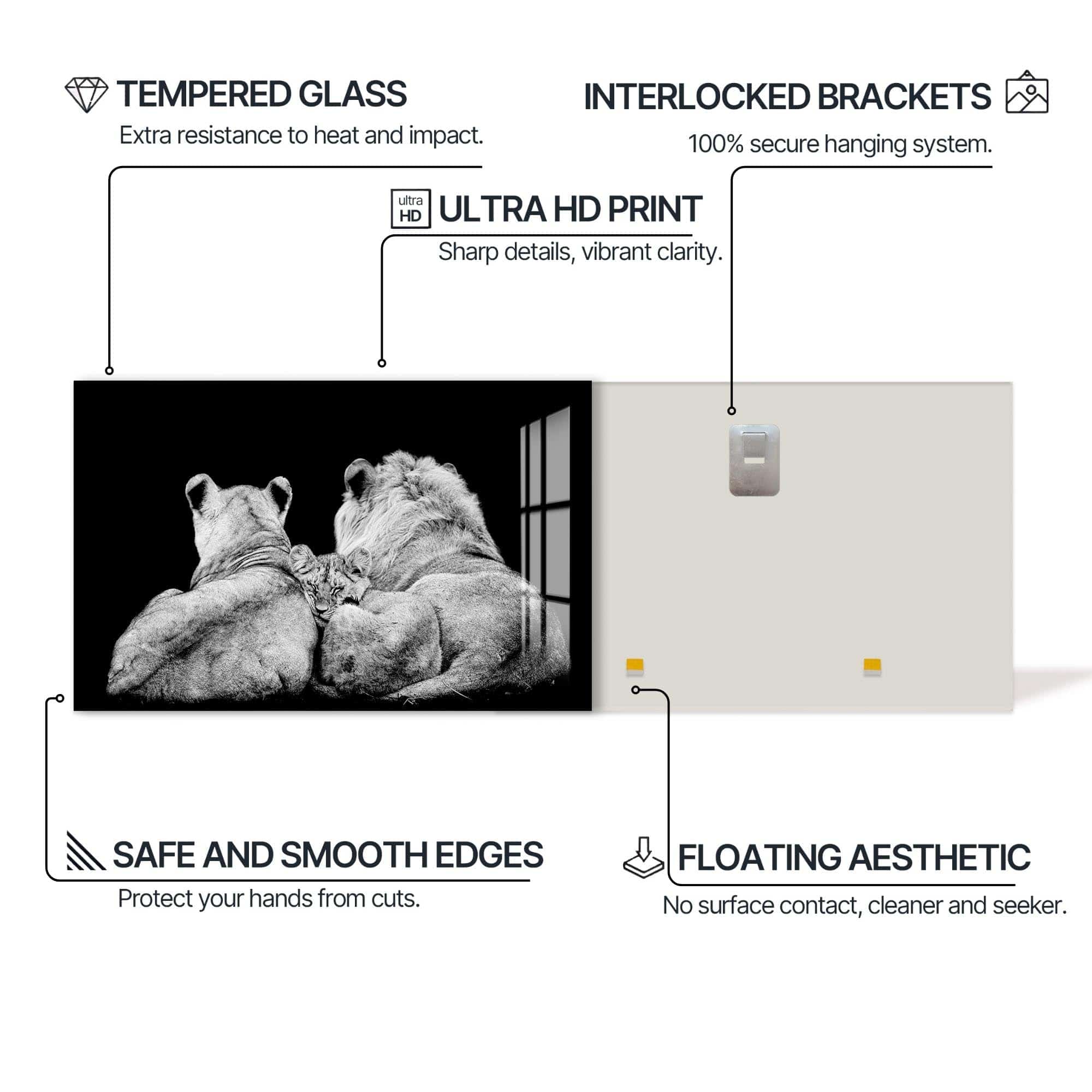 Artronauts Glass Print Family Guard – Animal Tempered Glass Wall Art