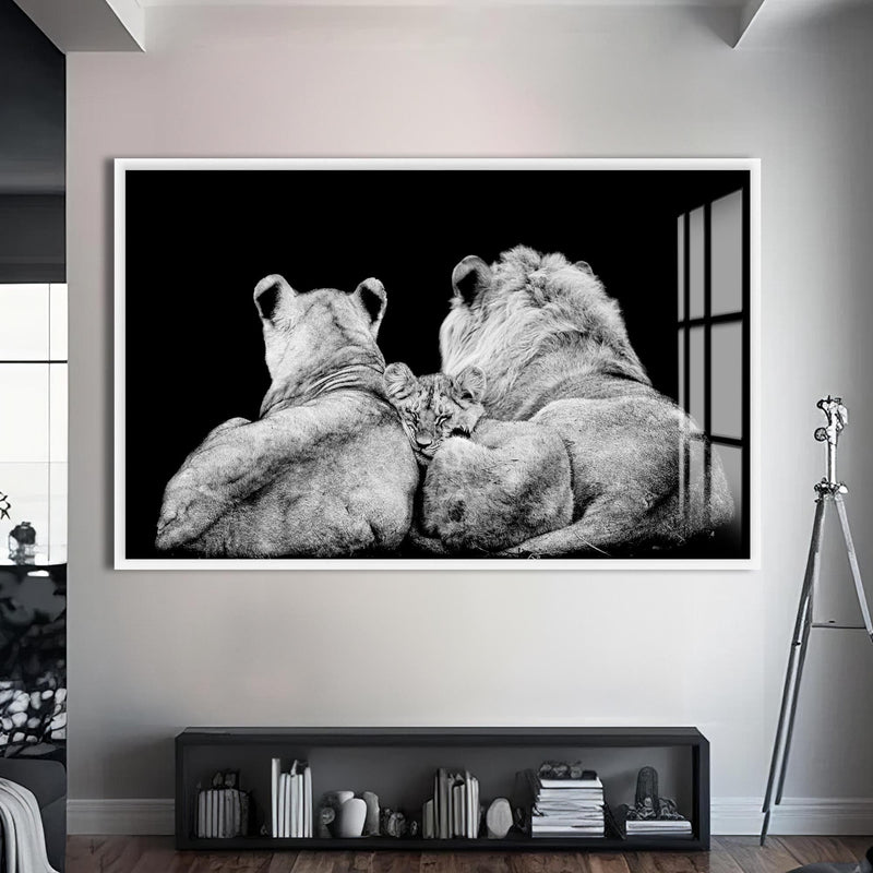 Artronauts Glass Print S | 72x46 cm | 28.3"x18.1" / White Family Guard – Animal Tempered Glass Wall Art