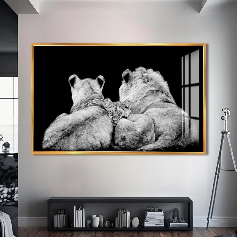 Artronauts Glass Print S | 72x46 cm | 28.3"x18.1" / Gold Family Guard – Animal Tempered Glass Wall Art