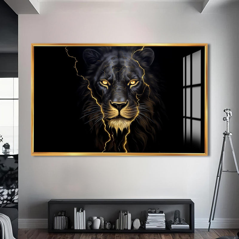 Artronauts Glass Print S | 72x46 cm | 28.3"x18.1" / Gold Storm King – Animal Tempered Glass Wall Art
