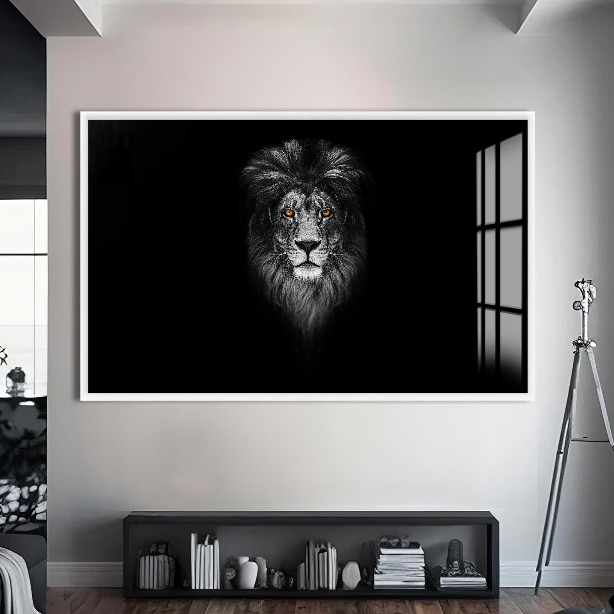 Artronauts Glass Print S | 72x46 cm | 28.3"x18.1" / White Midnight Alpha – Animal Tempered Glass Wall Art