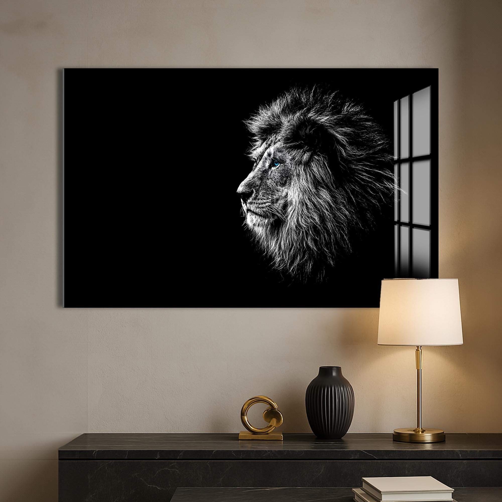 Artronauts Glass Print Shadow Profile Lion – Animal Tempered Glass Wall Art
