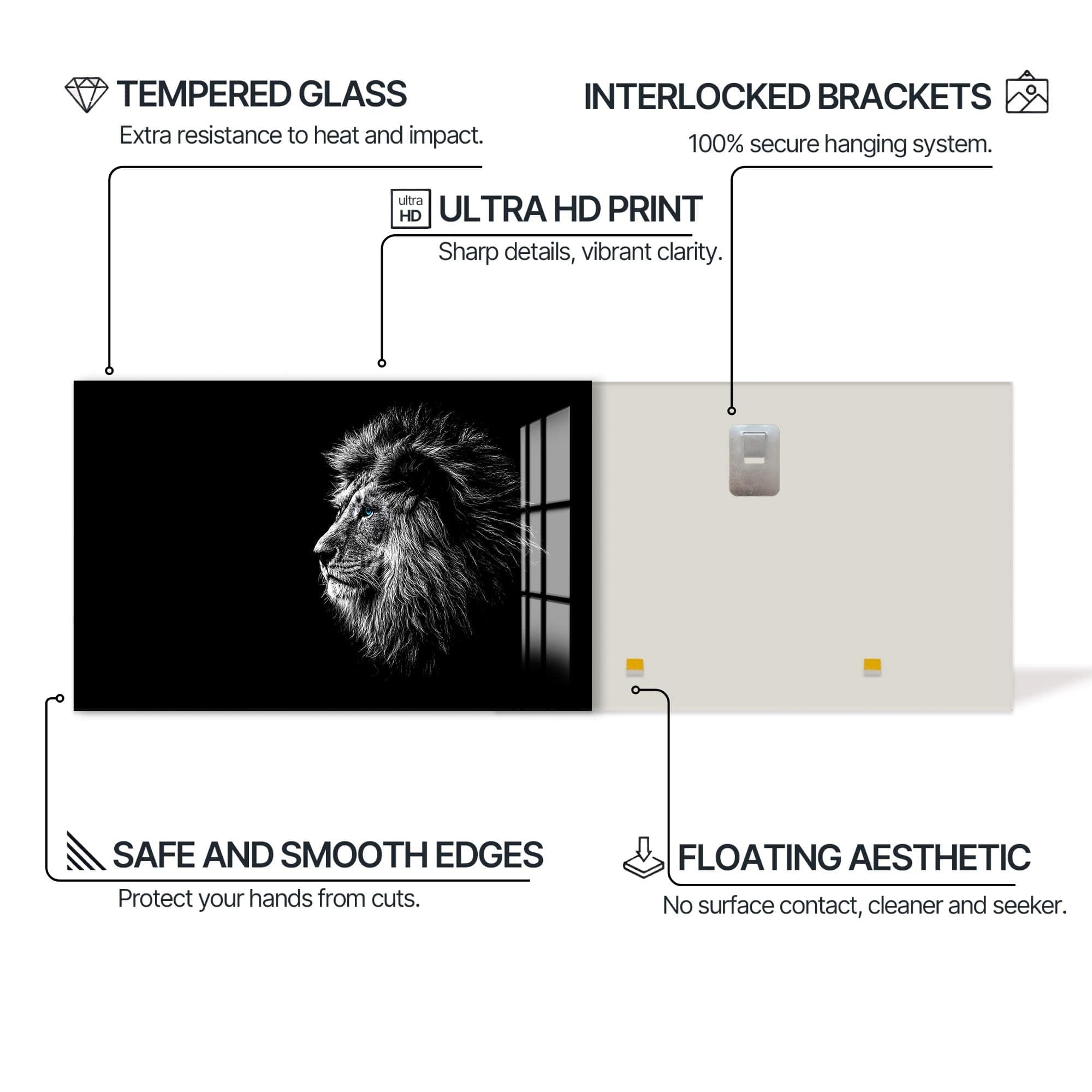 Artronauts Glass Print Shadow Profile Lion – Animal Tempered Glass Wall Art