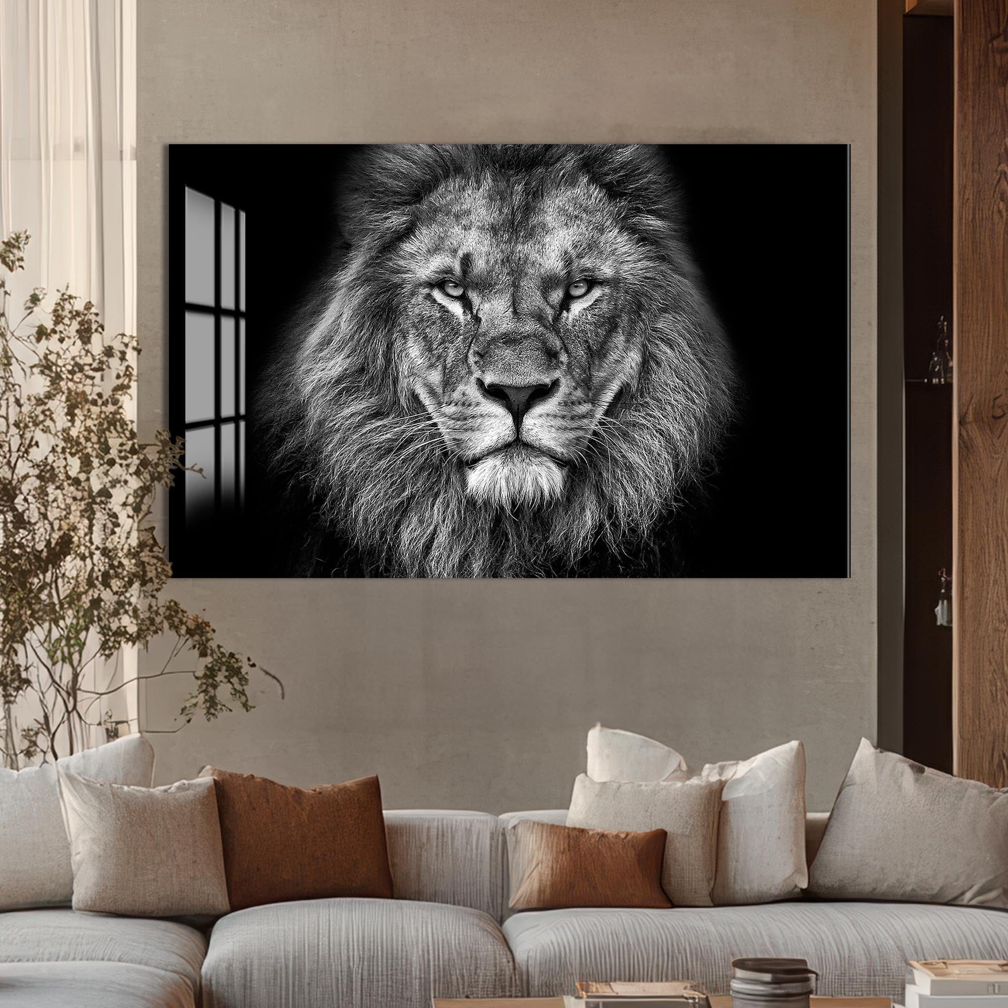 Artronauts Glass Print Monochrome Power Lion – Animal Tempered Glass Wall Art