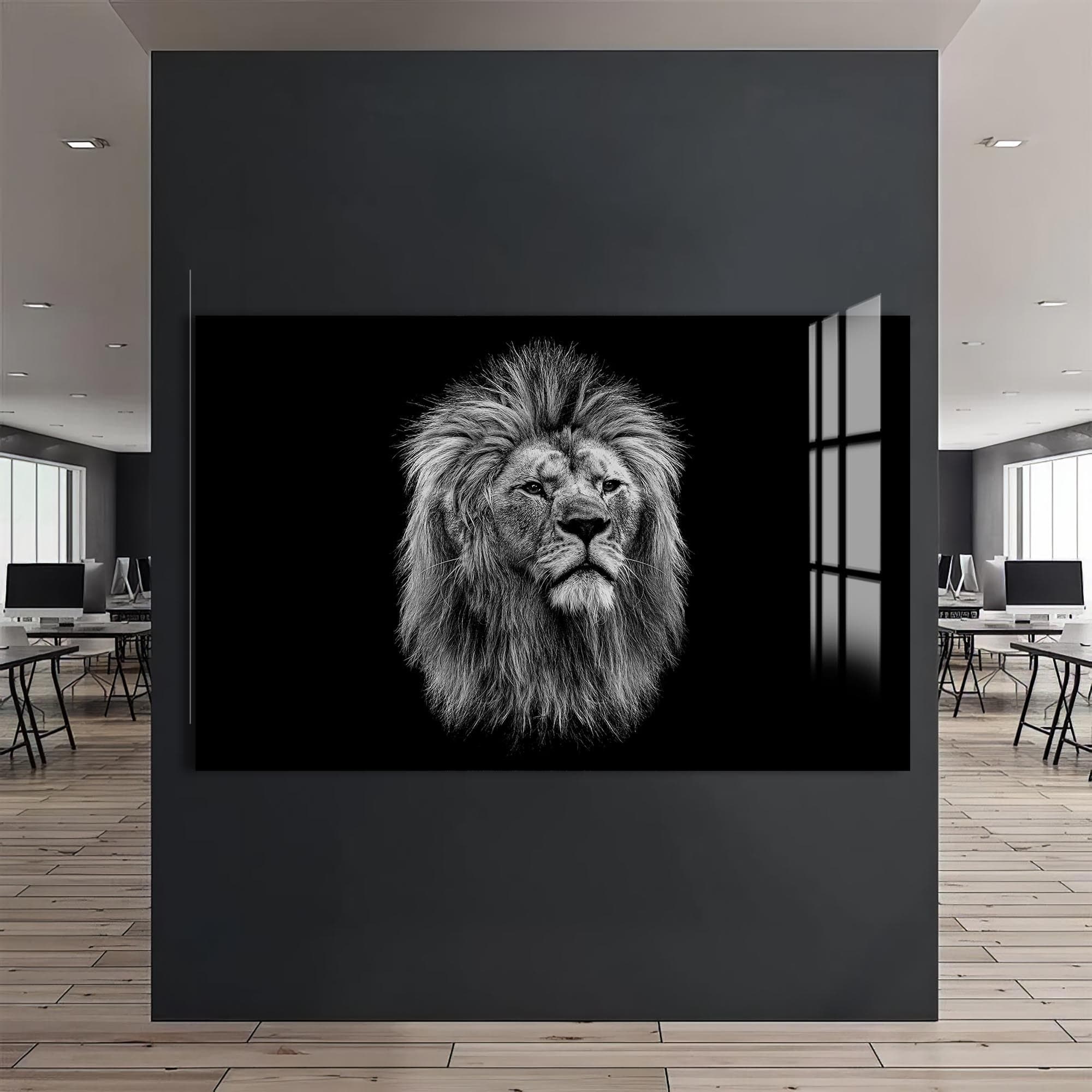 Artronauts Glass Print Noble Gaze Lion – Animal Tempered Glass Wall Art