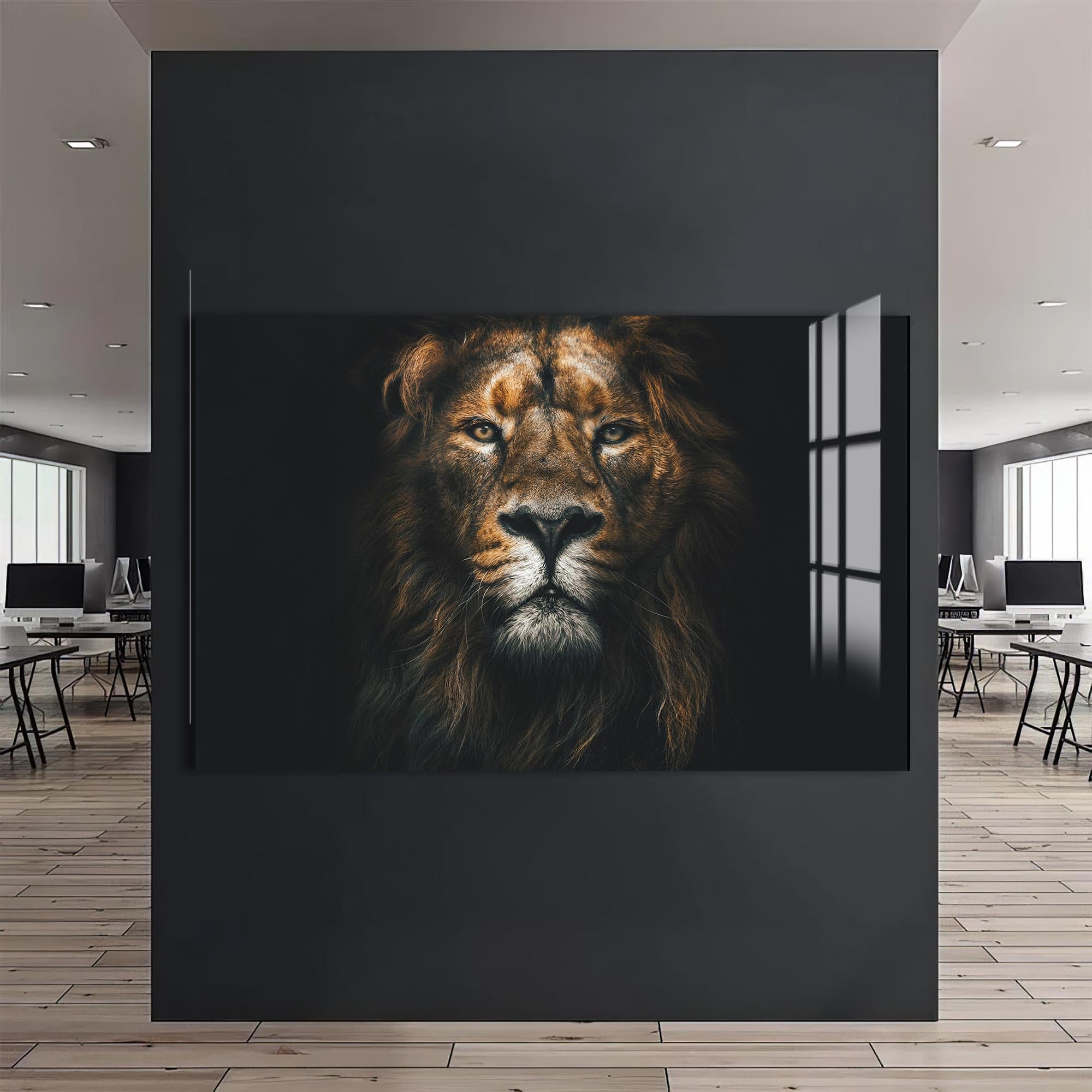 Artronauts Glass Print Regal Light Lion – Animal Tempered Glass Wall Art