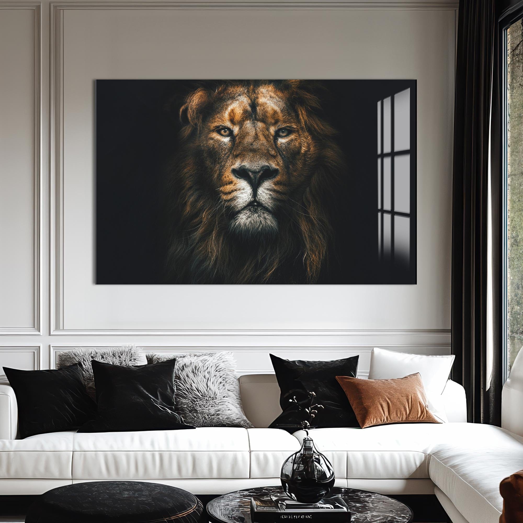 Artronauts Glass Print Regal Light Lion – Animal Tempered Glass Wall Art