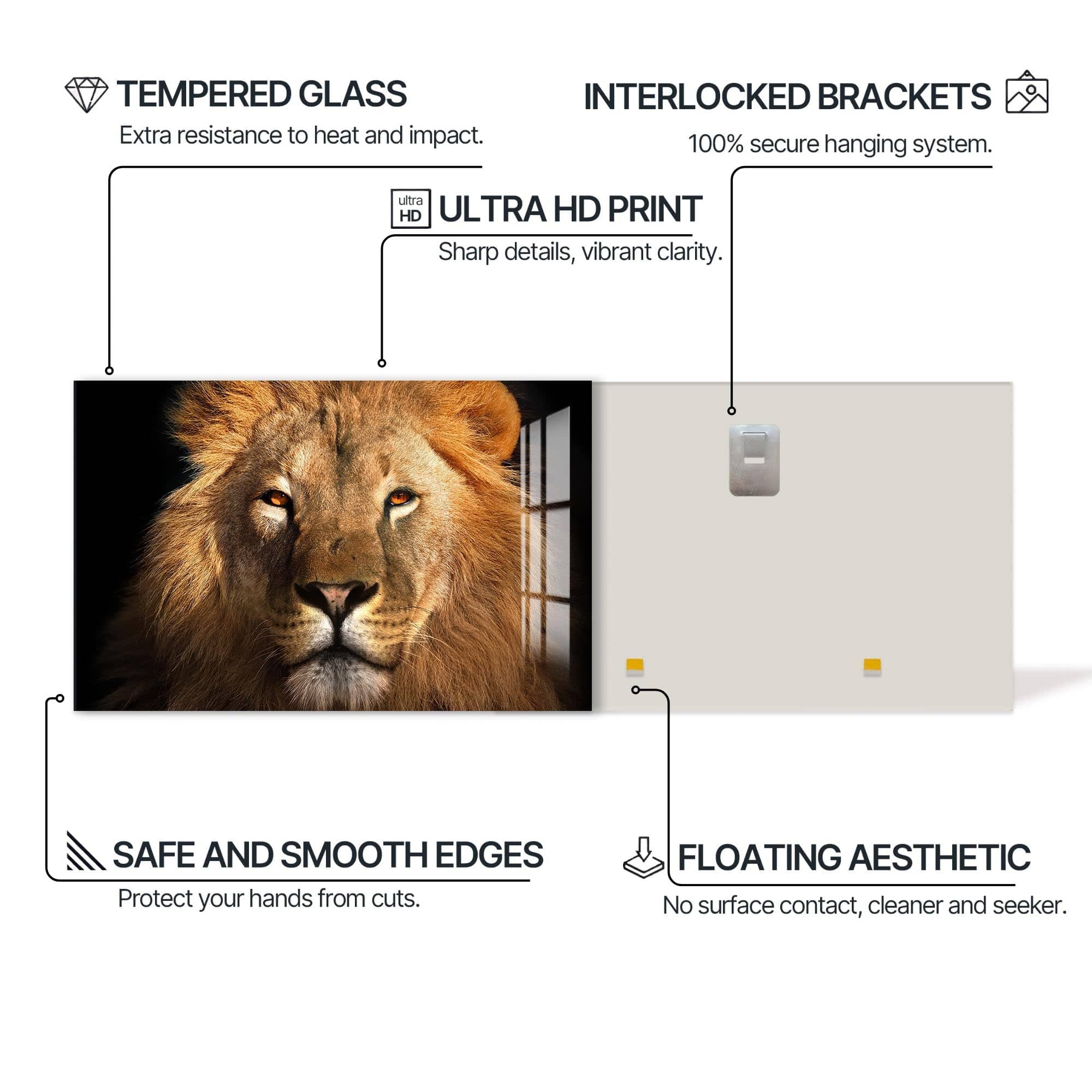 Artronauts Glass Print Arctic Spectrum Lion – Animal Tempered Glass Wall Art