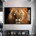 Artronauts Glass Print S | 72x46 cm | 28.3"x18.1" / Black Arctic Spectrum Lion – Animal Tempered Glass Wall Art