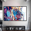 Artronauts Glass Print S | 72x46 cm | 28.3"x18.1" / Black Prism Aura Lion – Animal Tempered Glass Wall Art