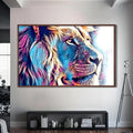 Artronauts Glass Print S | 72x46 cm | 28.3"x18.1" / Walnut Prism Aura Lion – Animal Tempered Glass Wall Art