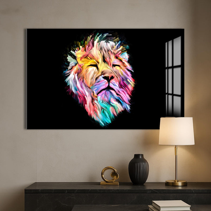 Artronauts Glass Print Cosmic Light Lion – Animal Tempered Glass Wall Art