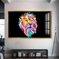 Artronauts Glass Print S | 72x46 cm | 28.3"x18.1" / Gold Cosmic Light Lion – Animal Tempered Glass Wall Art