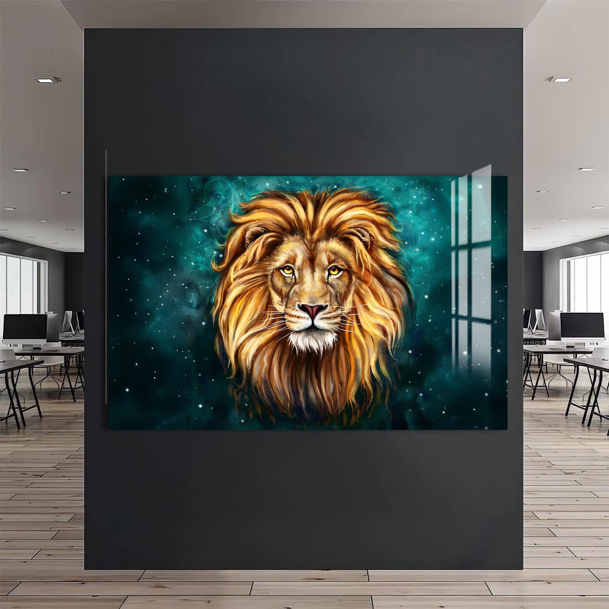 Artronauts Glass Print Mystic Galaxy Lion – Animal Tempered Glass Wall Art