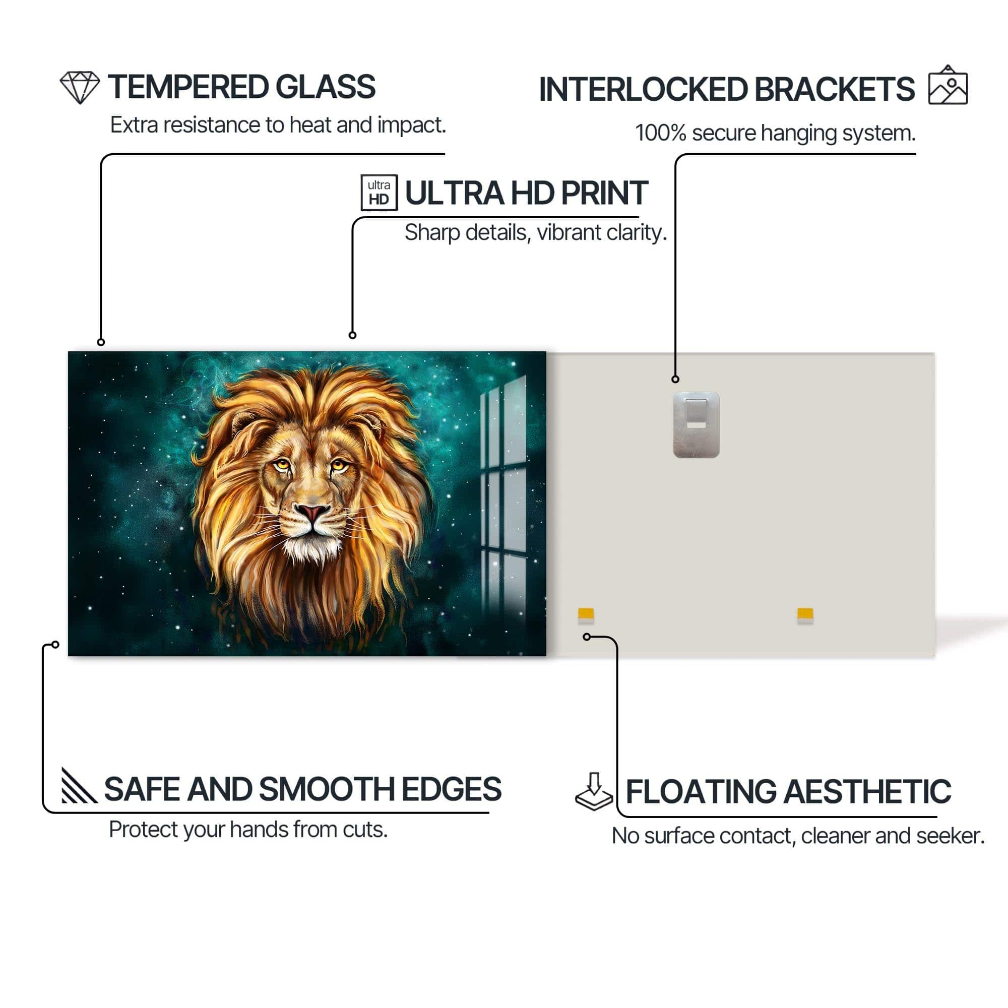 Artronauts Glass Print Mystic Galaxy Lion – Animal Tempered Glass Wall Art