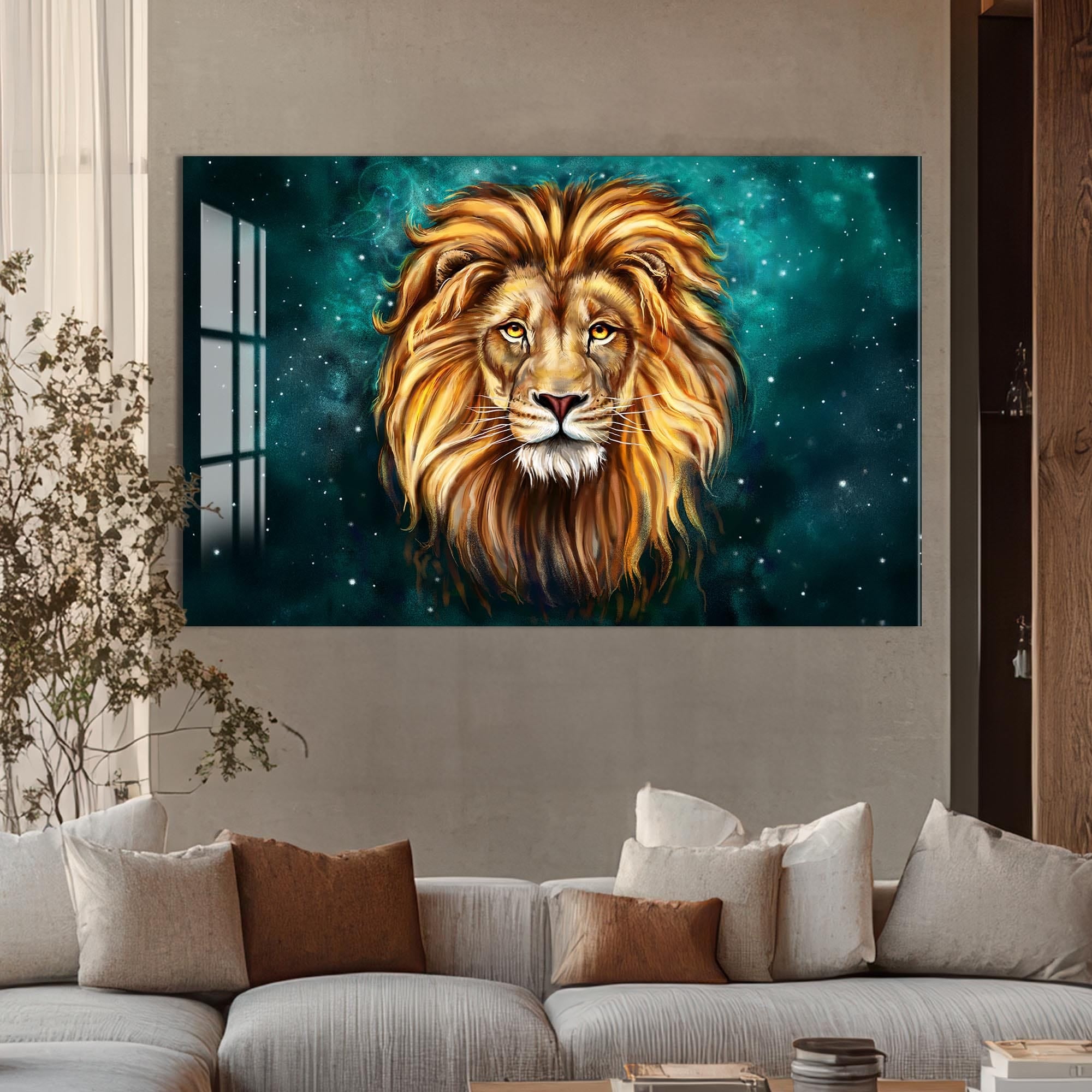 Artronauts Glass Print Mystic Galaxy Lion – Animal Tempered Glass Wall Art