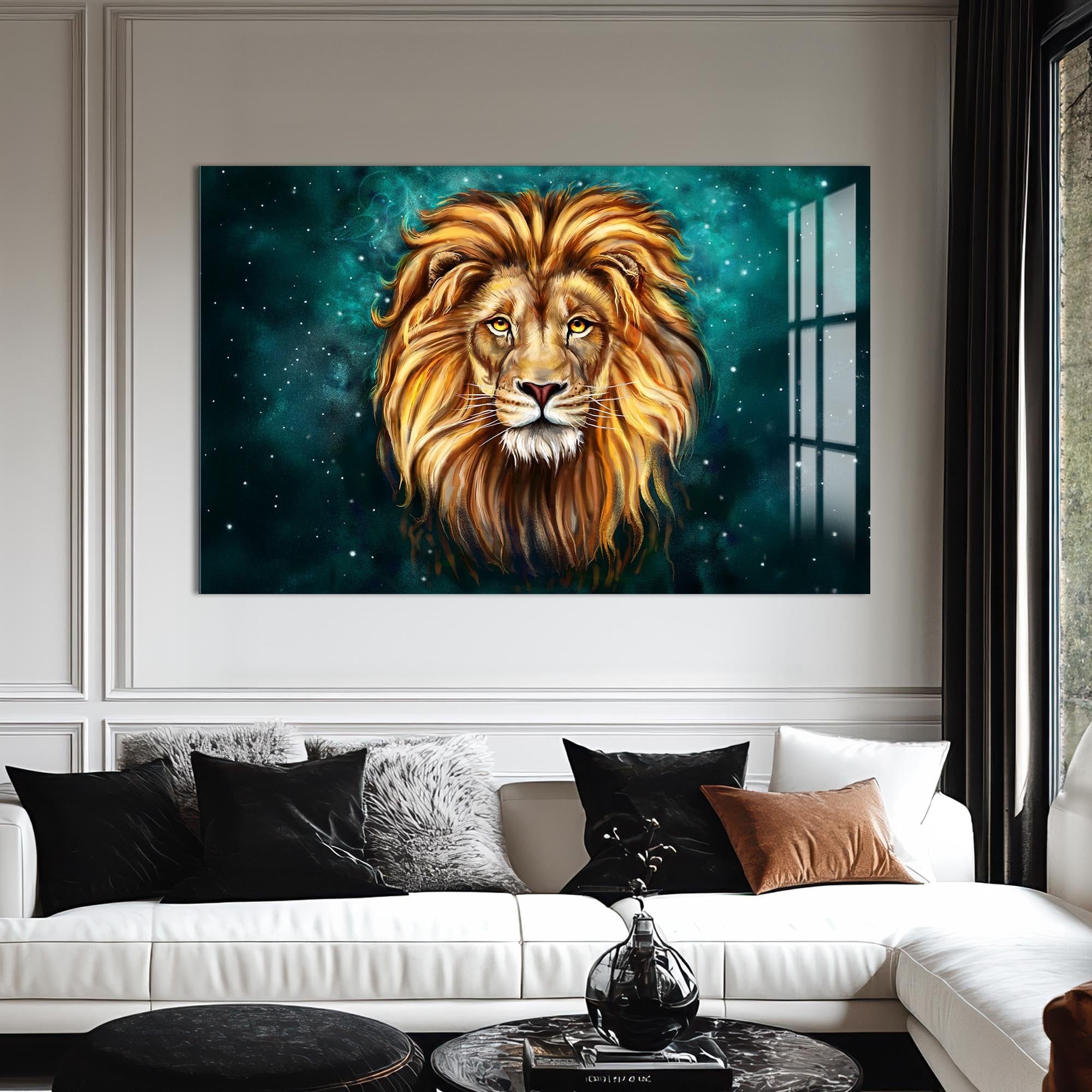 Artronauts Glass Print Mystic Galaxy Lion – Animal Tempered Glass Wall Art