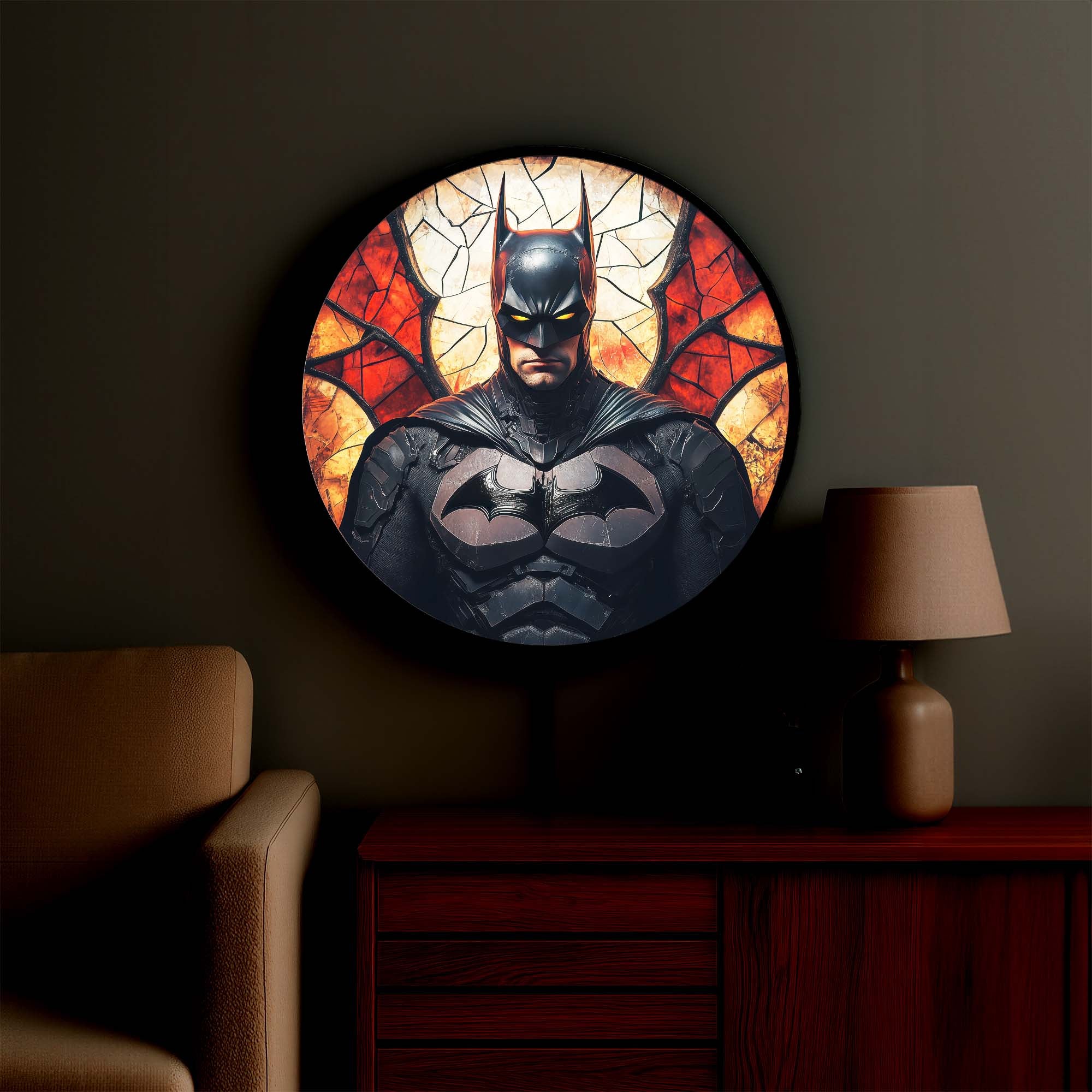 Shadow Guardian  - Backlit Tempered Glass Wall Art