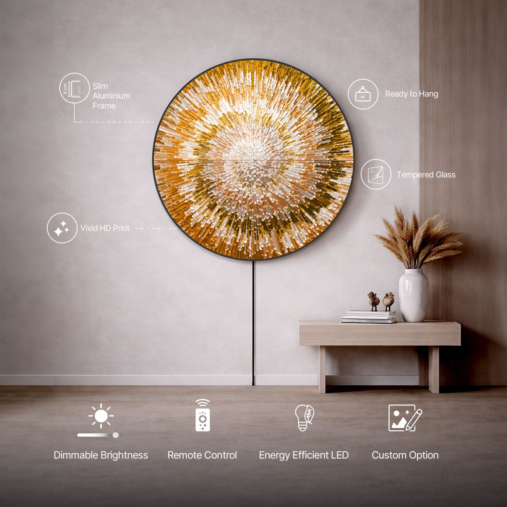 Artronauts Glass Print NOVA ORANGE - Lumi™ LED Glass Wall Art