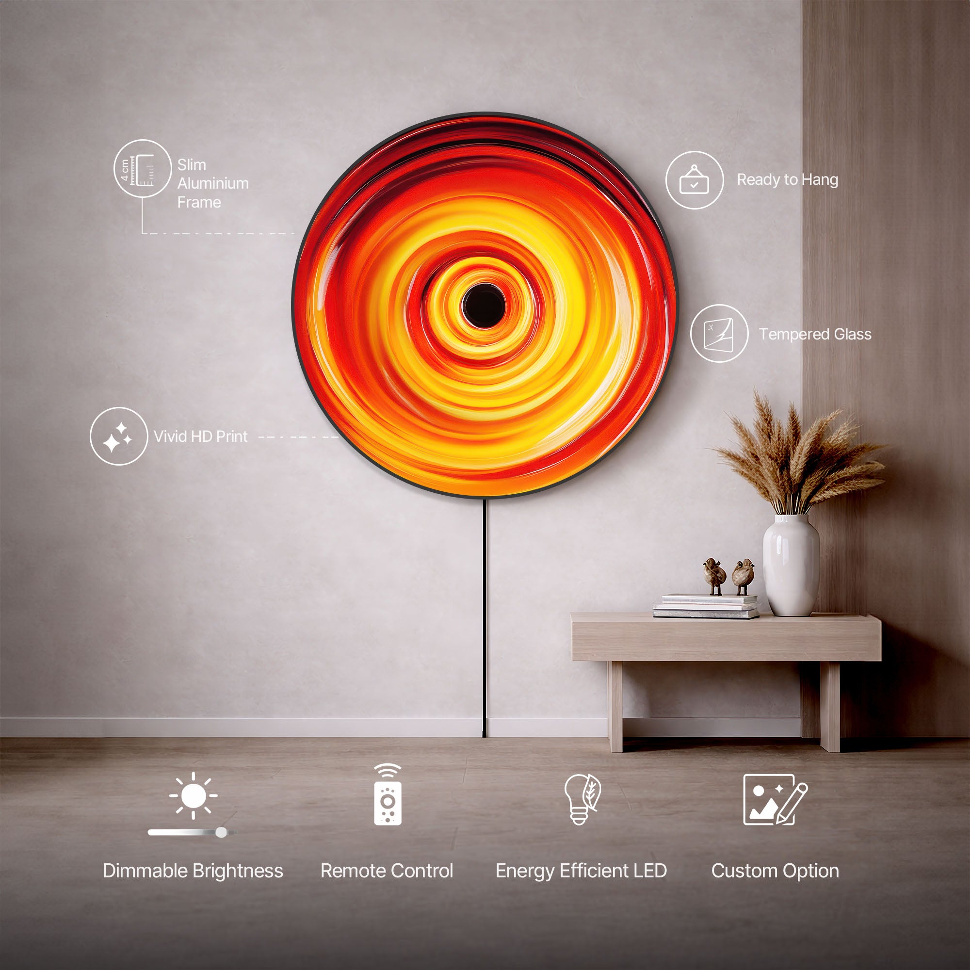 VORTEX - Lumi™ LED Glass Wall Art