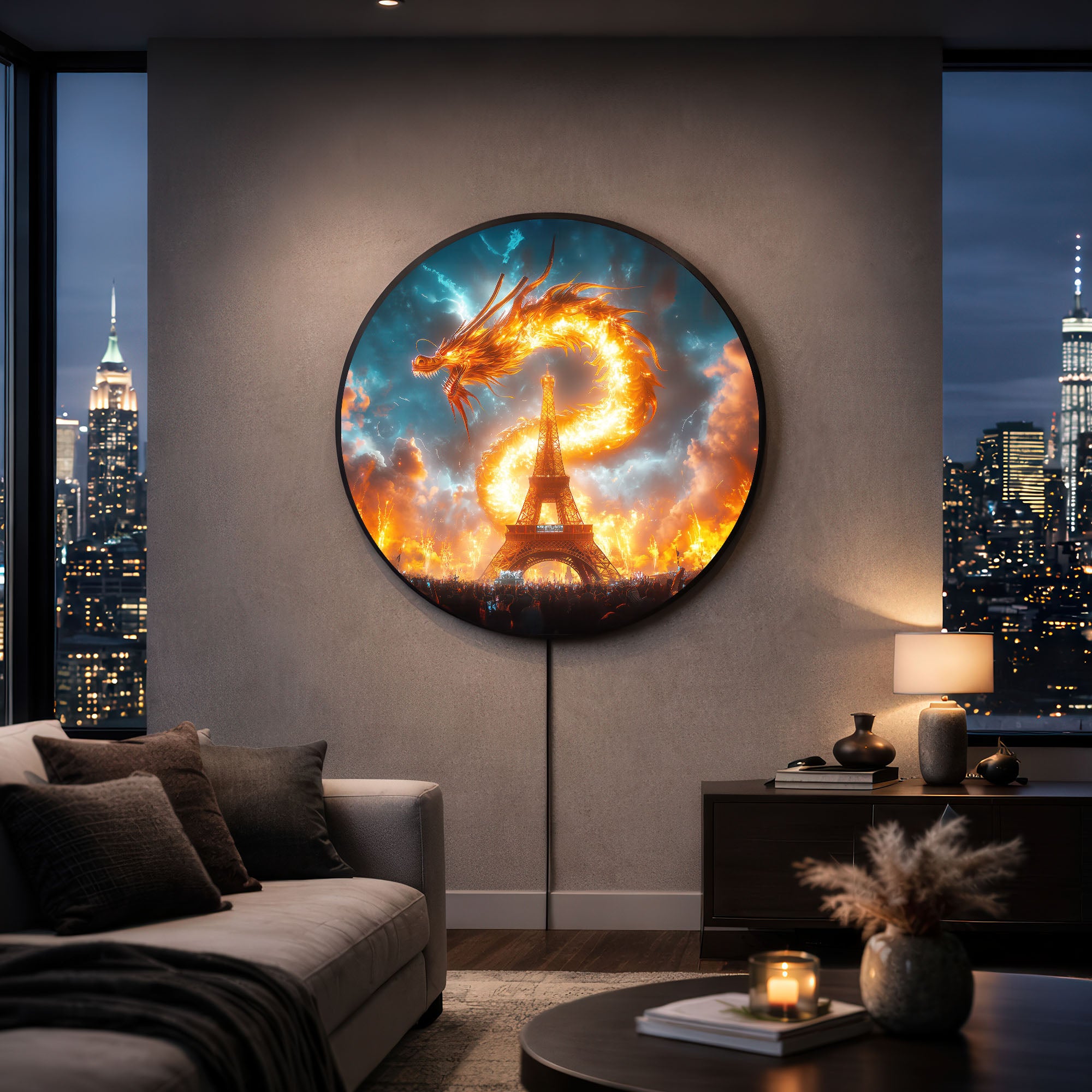 EIFFEL DRAGON - Lumi™ LED Glass Wall Art