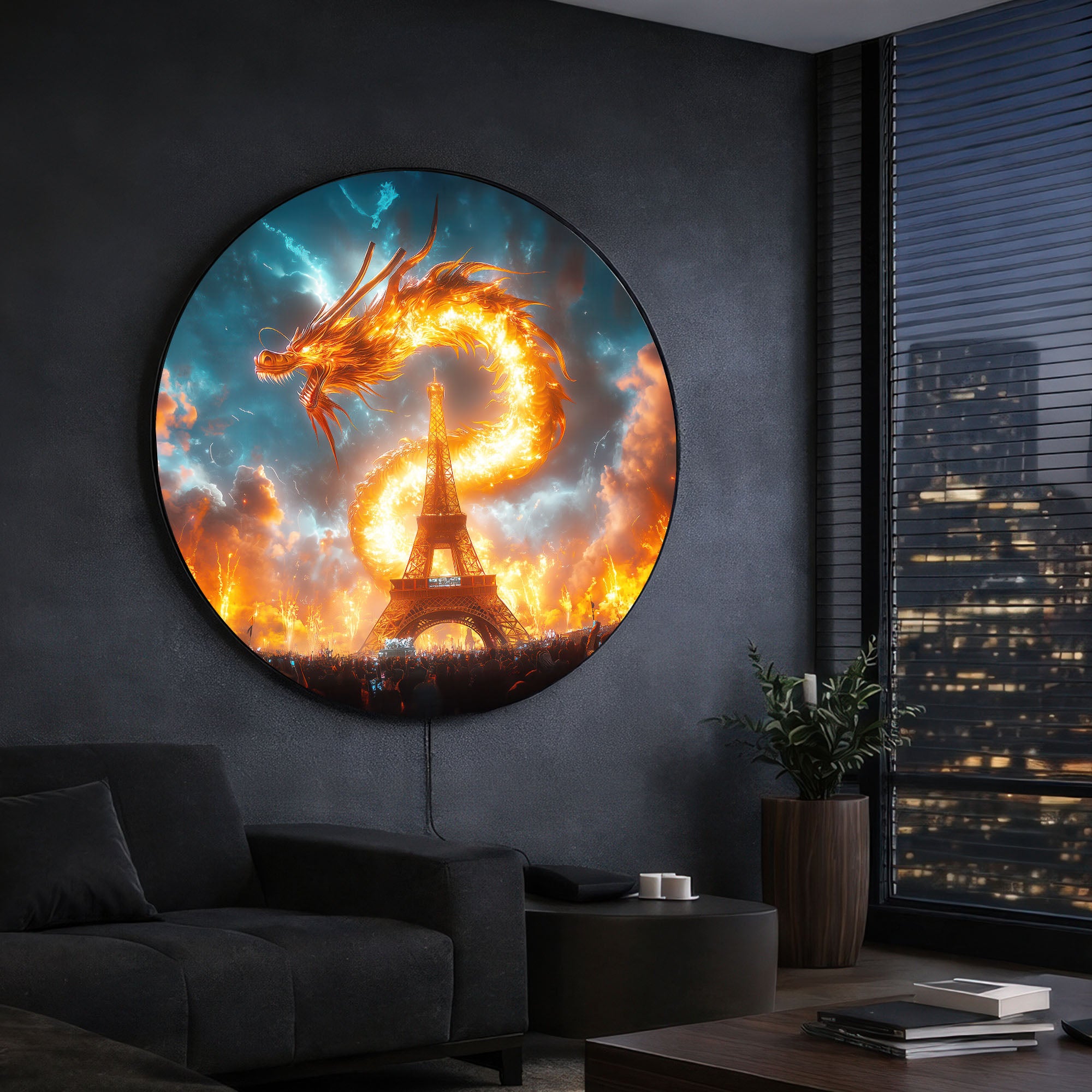 EIFFEL DRAGON - Lumi™ LED Glass Wall Art