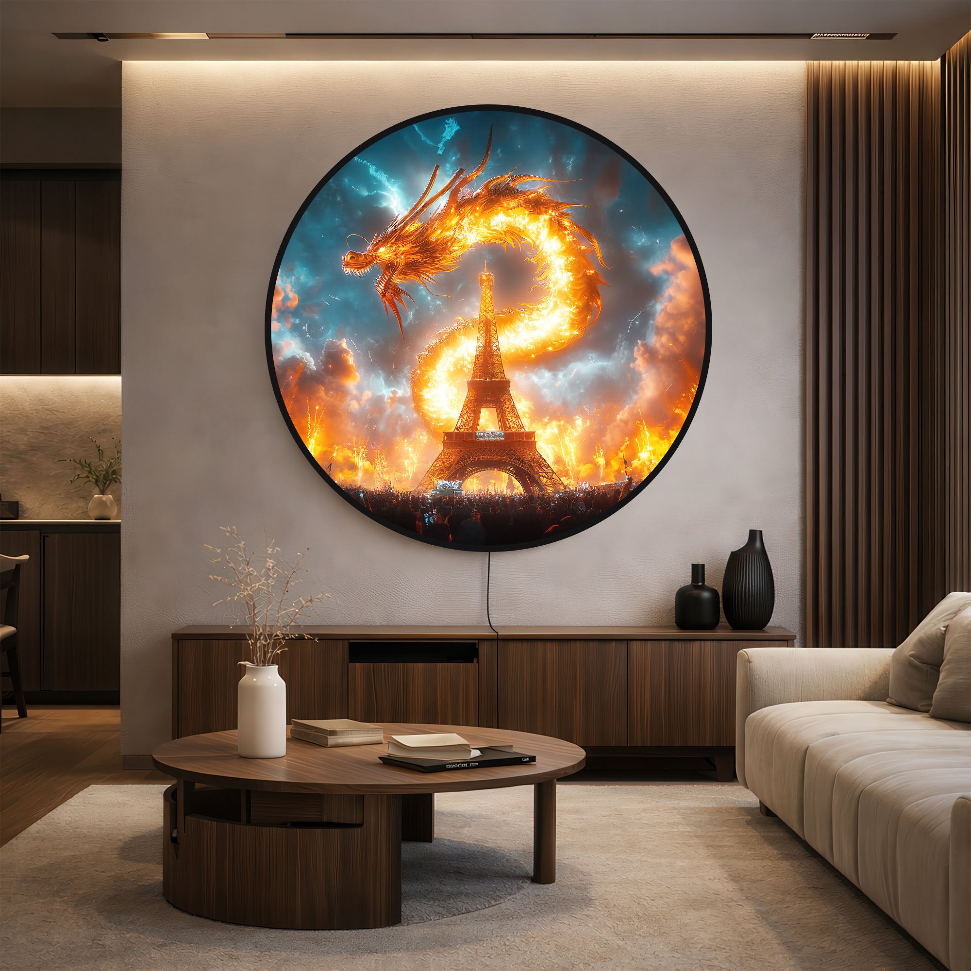 EIFFEL DRAGON - Lumi™ LED Glass Wall Art