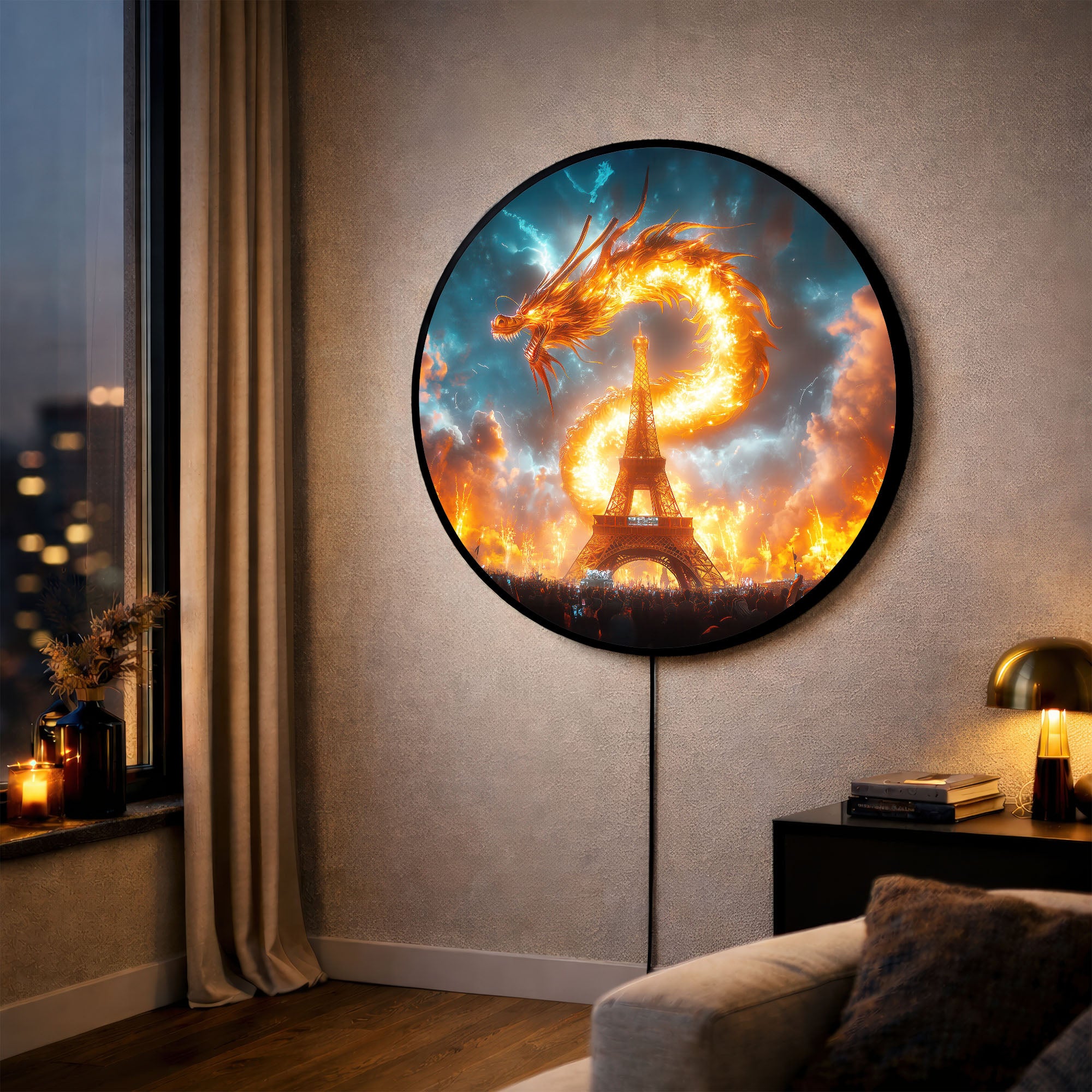 EIFFEL DRAGON - Lumi™ LED Glass Wall Art
