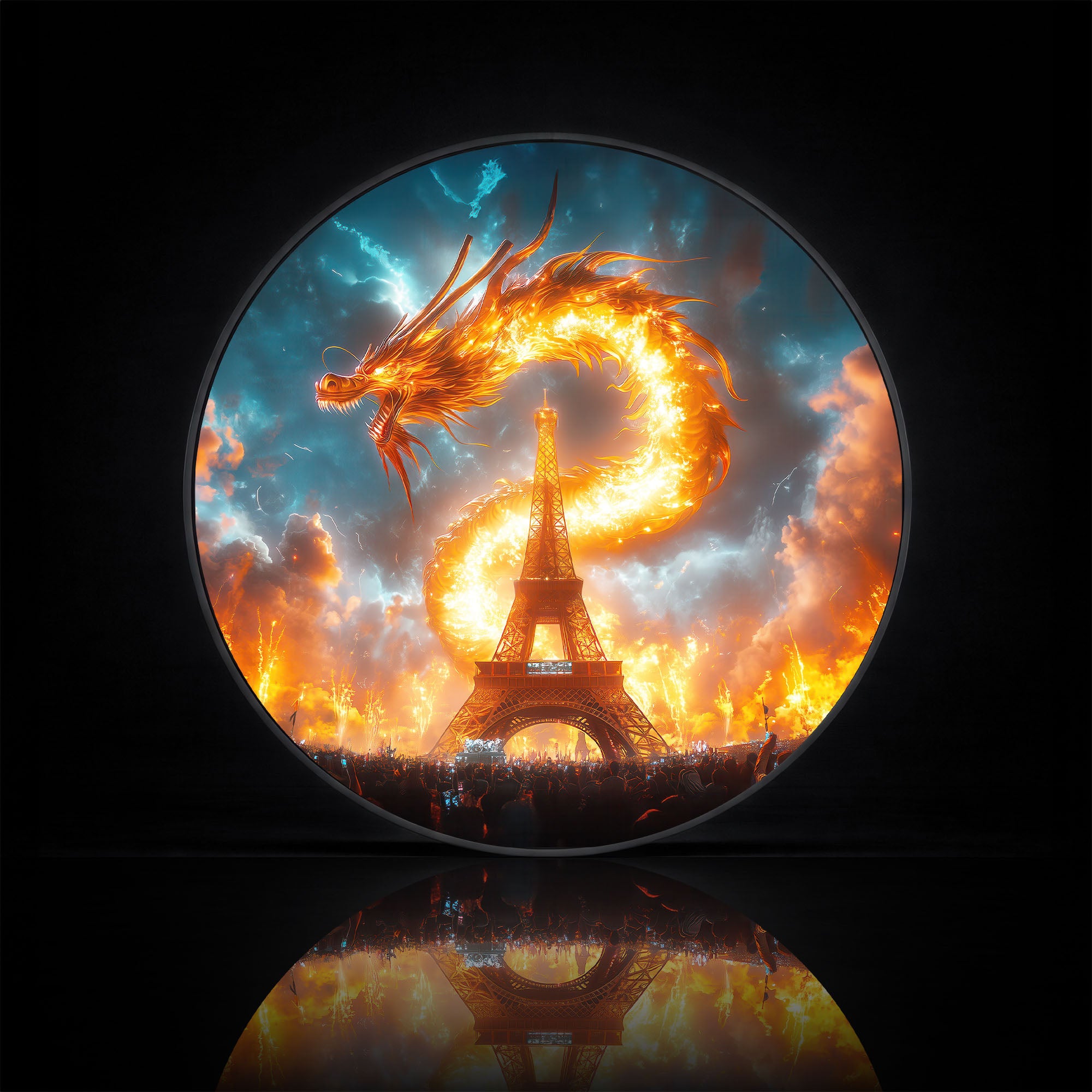 EIFFEL DRAGON - Lumi™ LED Glass Wall Art