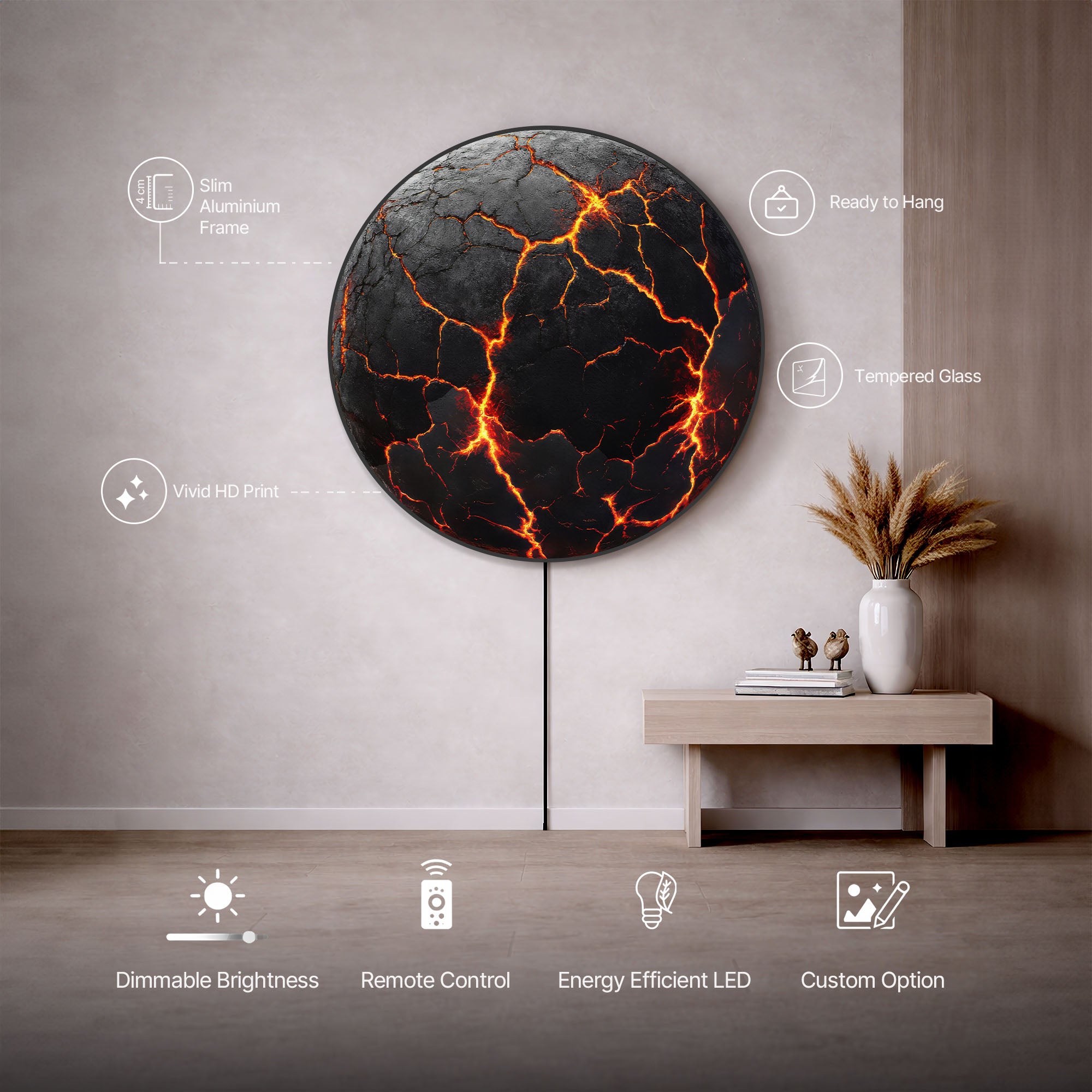 THE LAVA  - Lumi™ LED Glass Wall Art