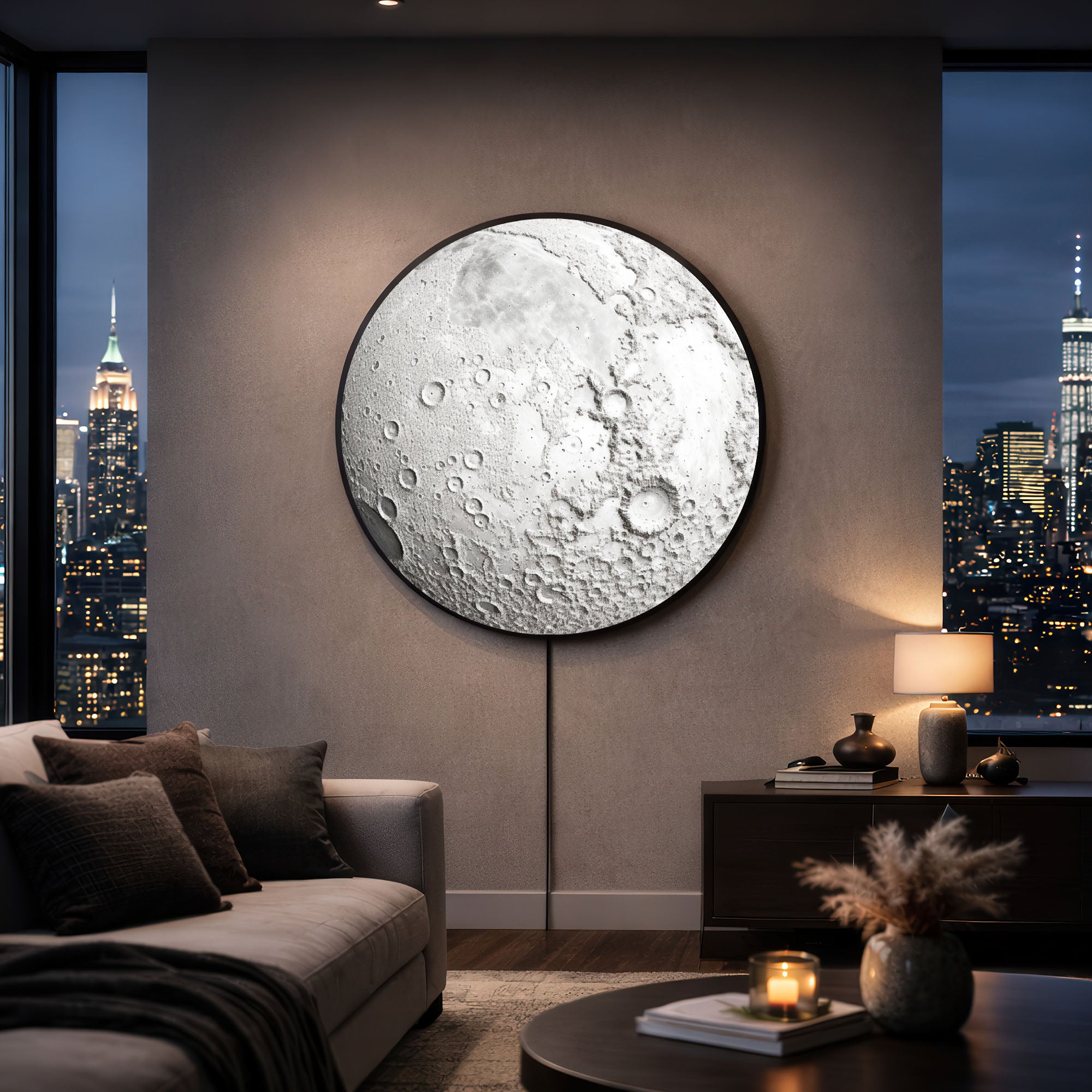 THE MOON II  - Lumi™ LED Glass Wall Art