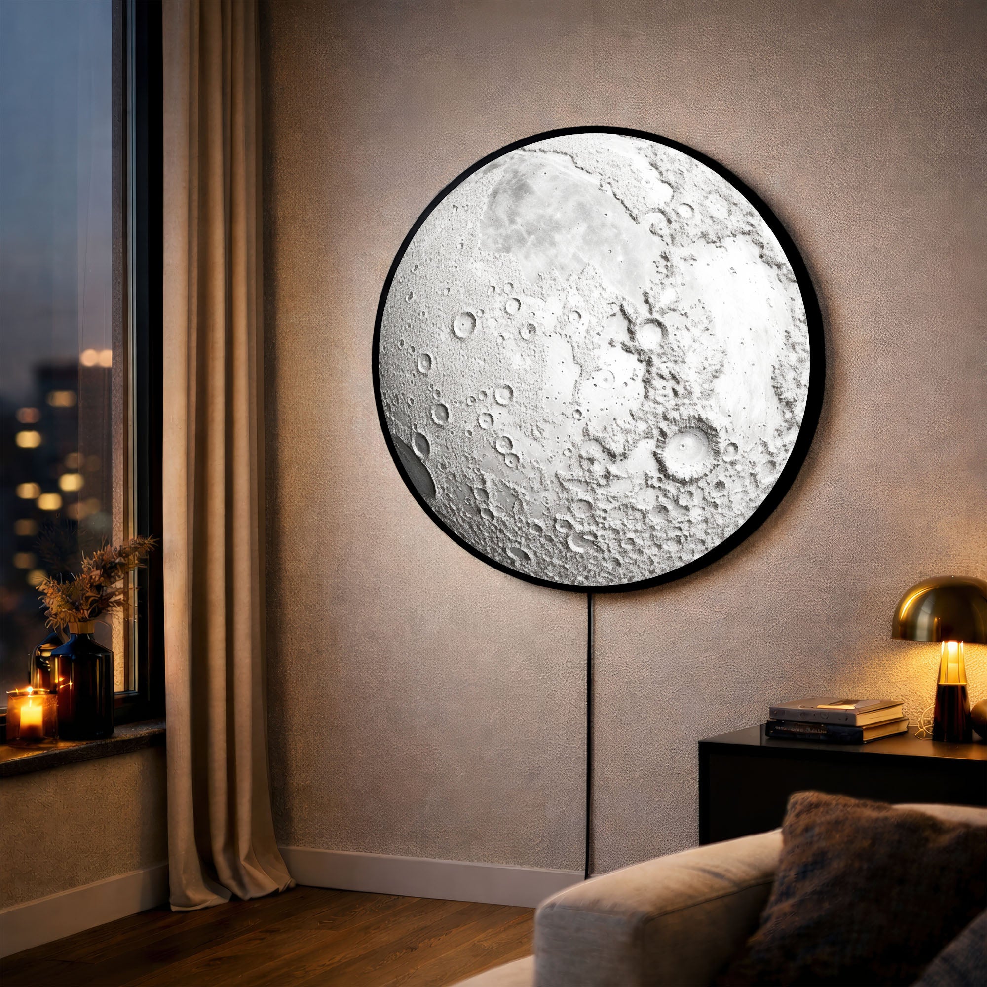 THE MOON II  - Lumi™ LED Glass Wall Art