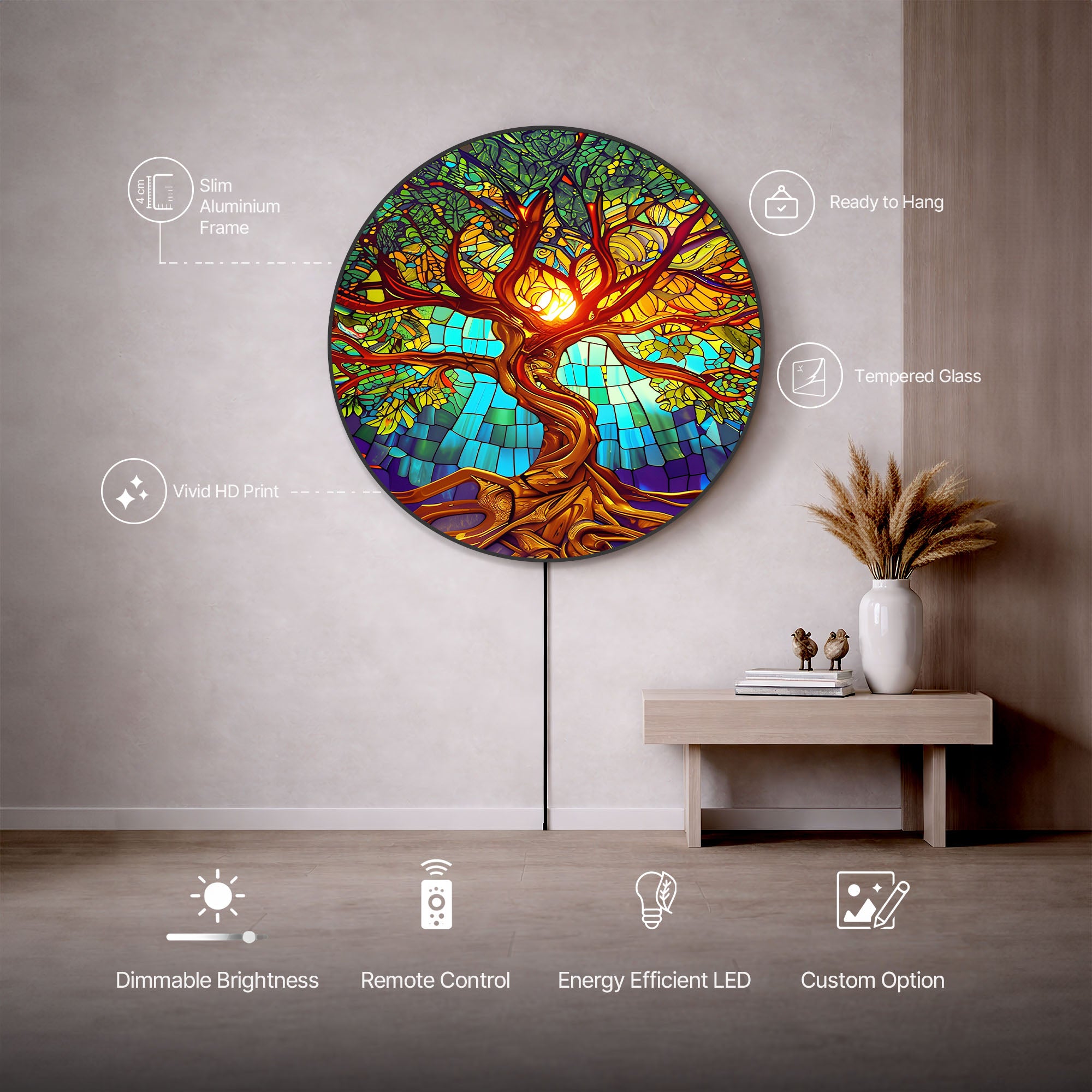 TREE OF LIFE - Lumi™ LED Glass Wall Art