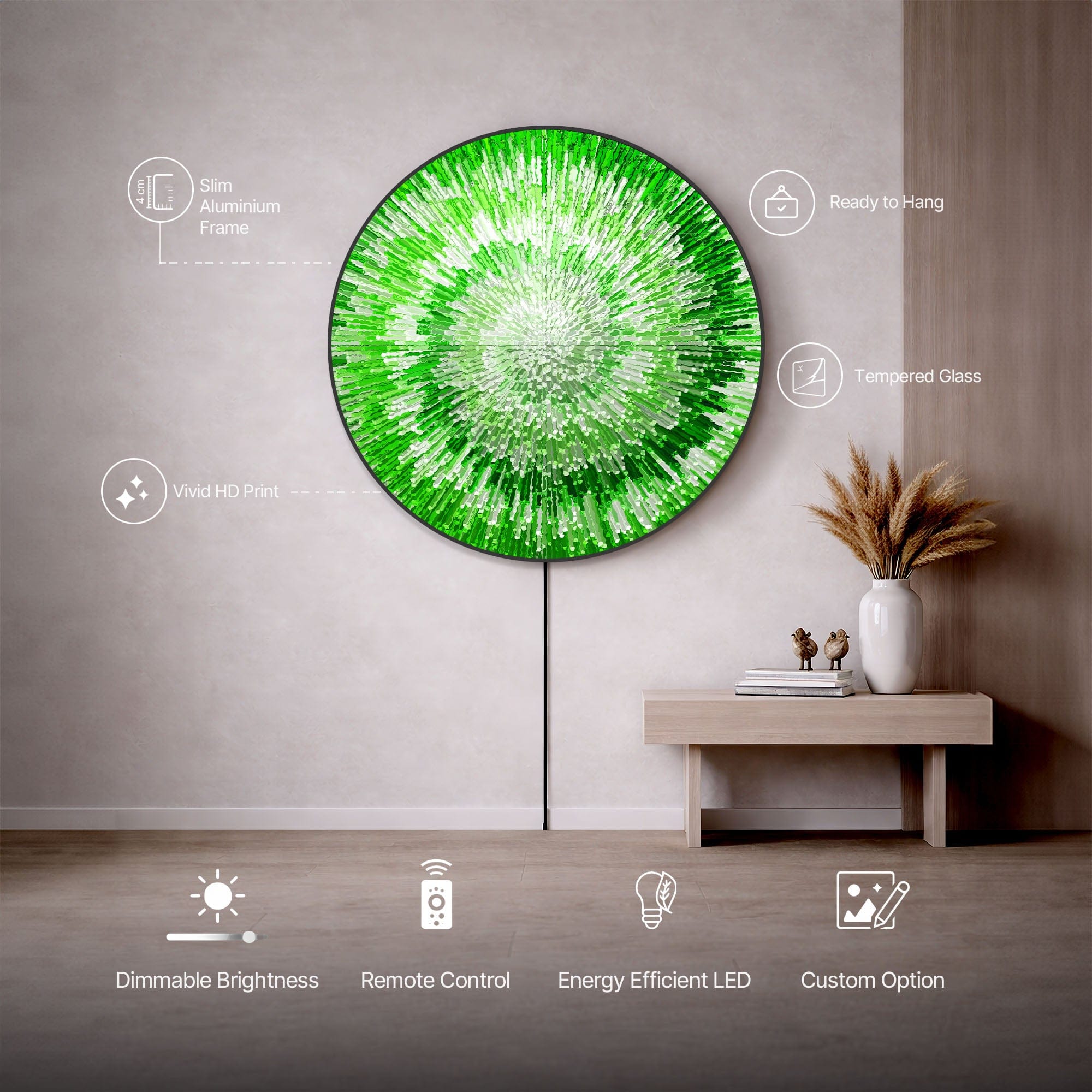 Artronauts Glass Print NOVA GREEN - Lumi™ LED Glass Wall Art