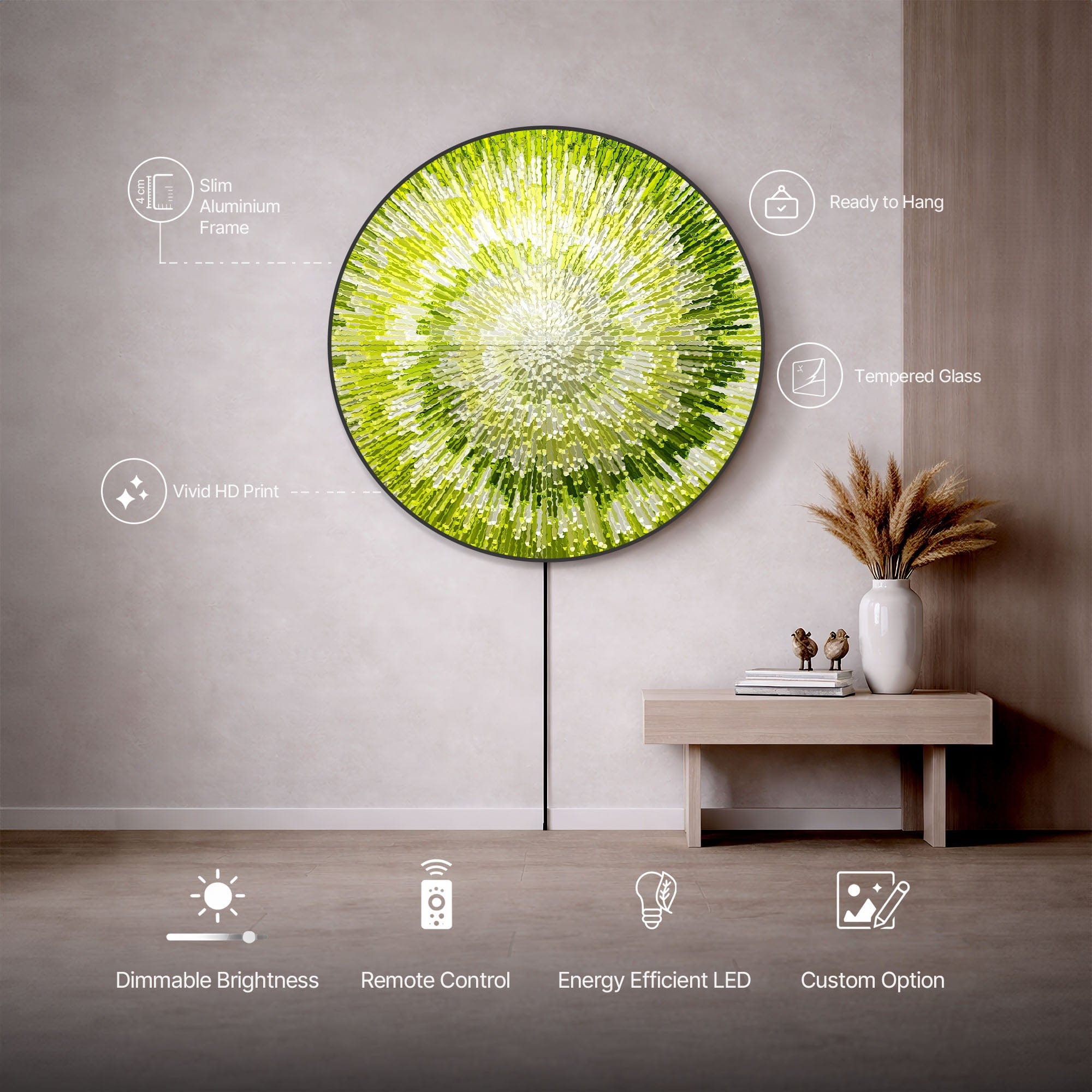 Artronauts Glass Print NOVA YELLOW - Lumi™ LED Glass Wall Art