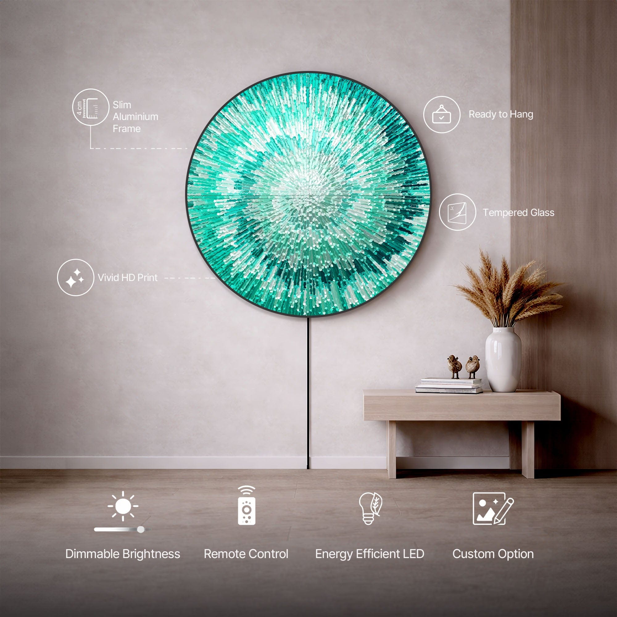 Artronauts Glass Print NOVA AQUA - Lumi™ LED Glass Wall Art