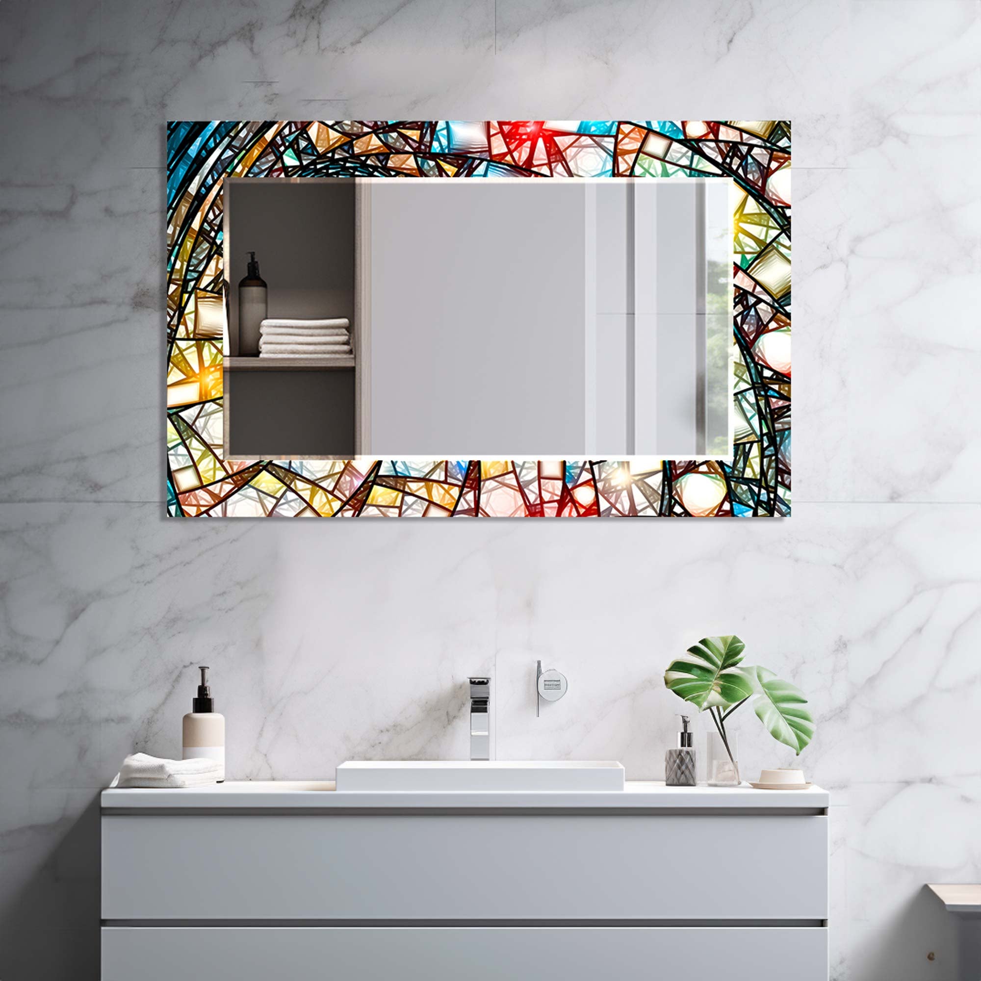 Coloured Pieces Tempered Glass Mirror