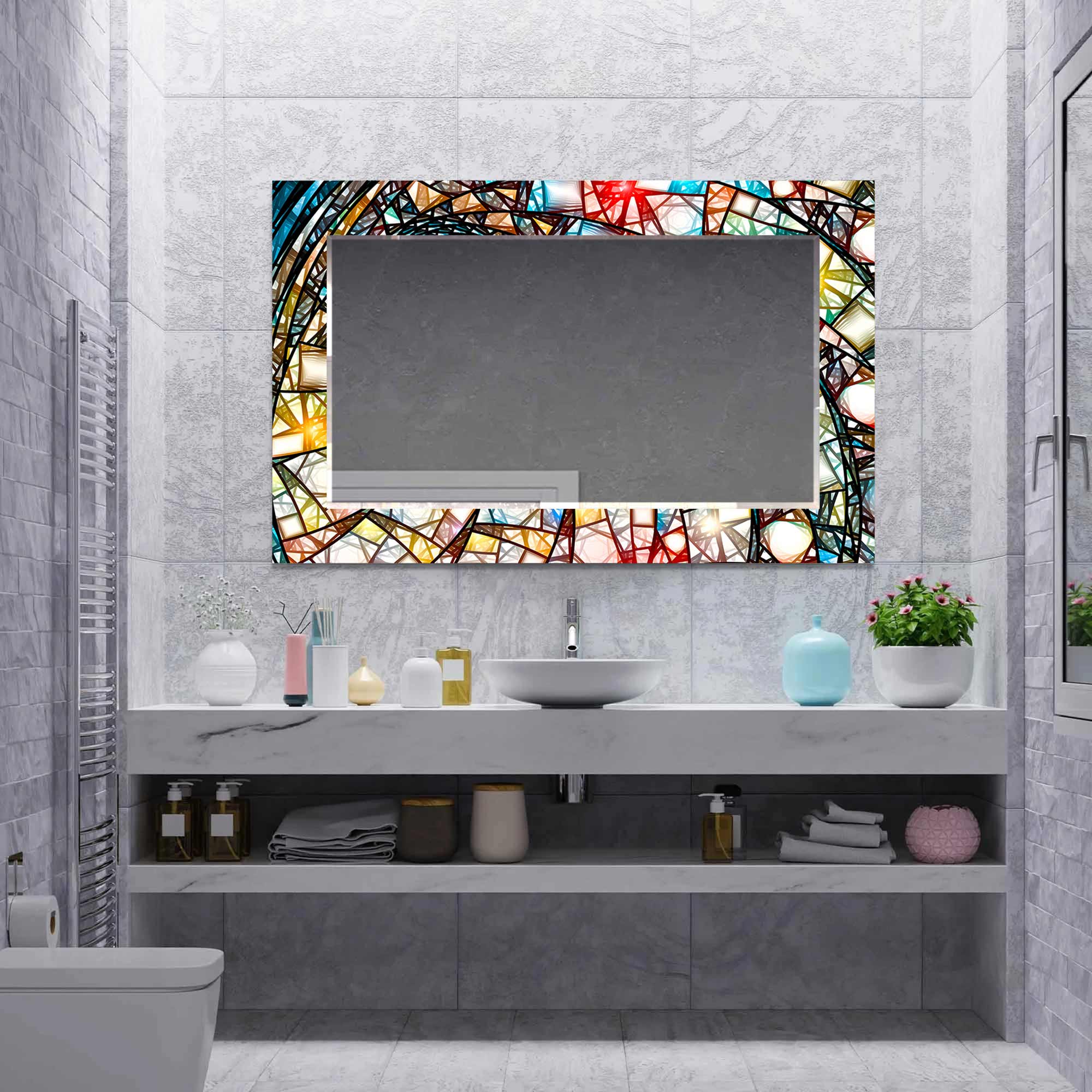 Coloured Pieces Tempered Glass Mirror