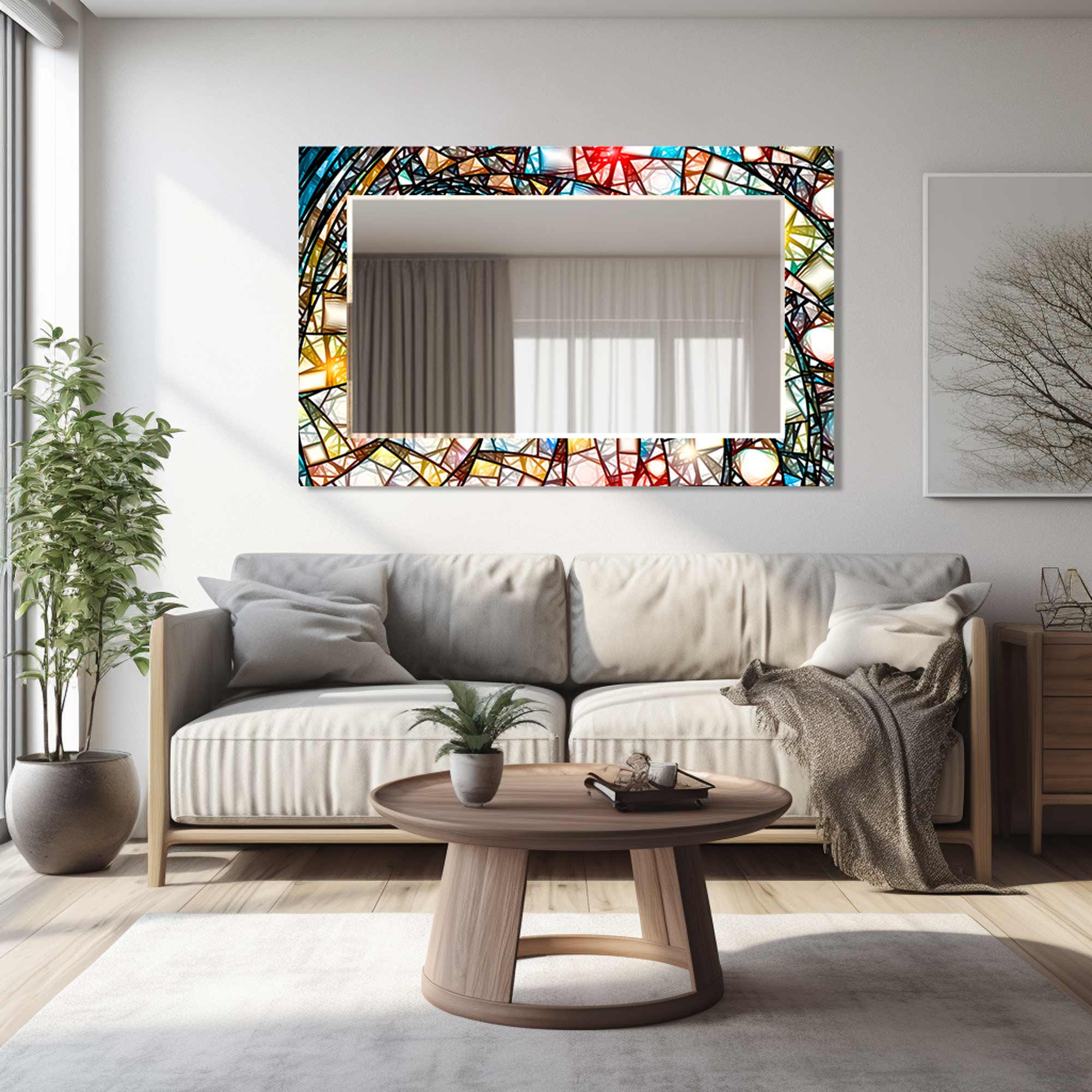 Coloured Pieces Tempered Glass Mirror