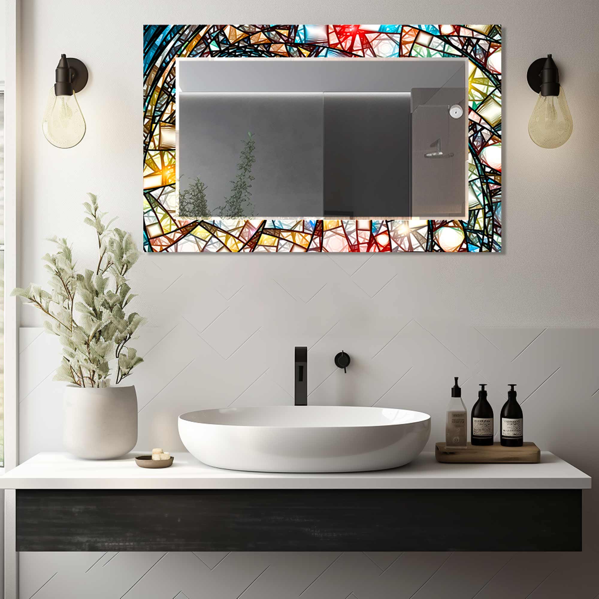 Coloured Pieces Tempered Glass Mirror