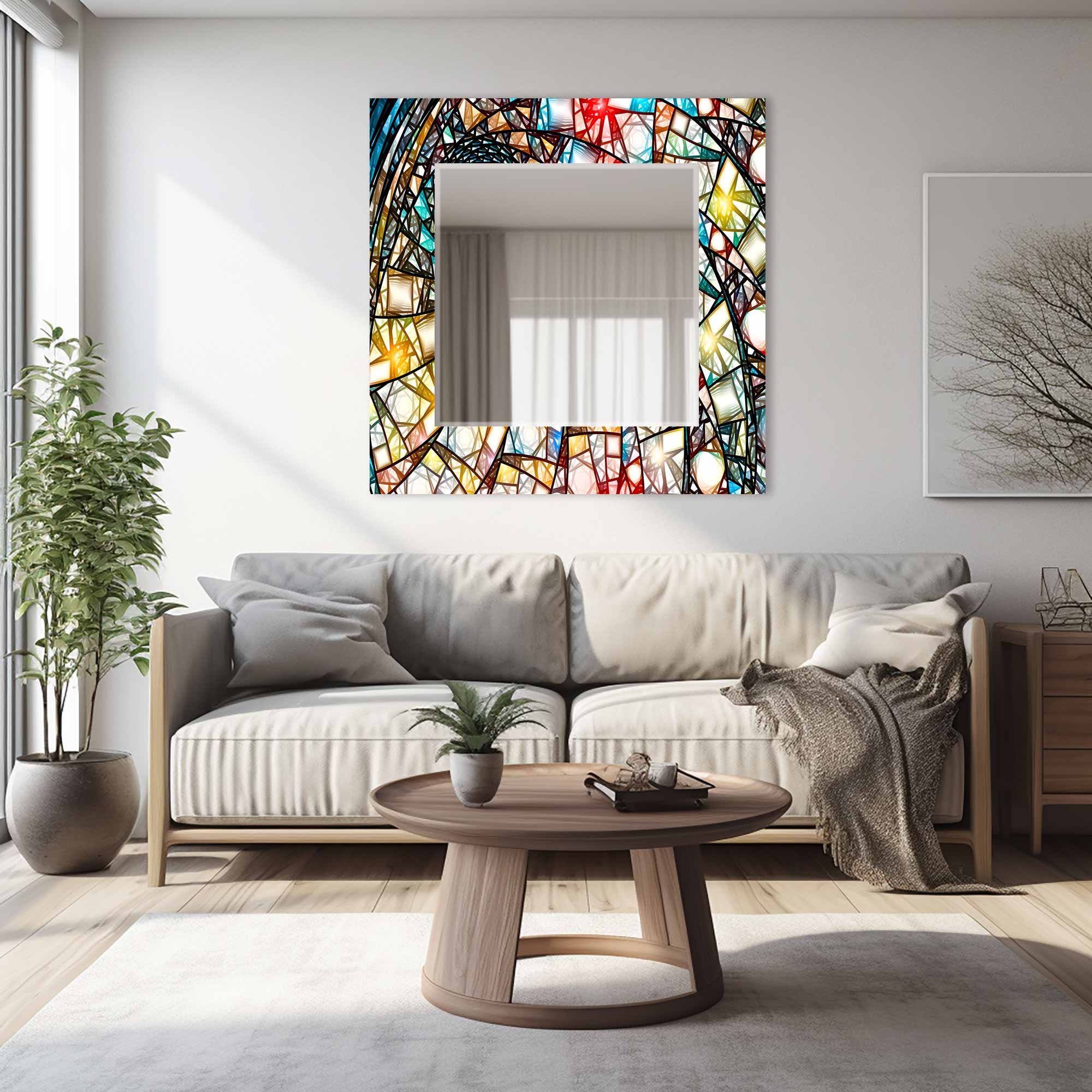 Coloured Pieces Tempered Glass Mirror