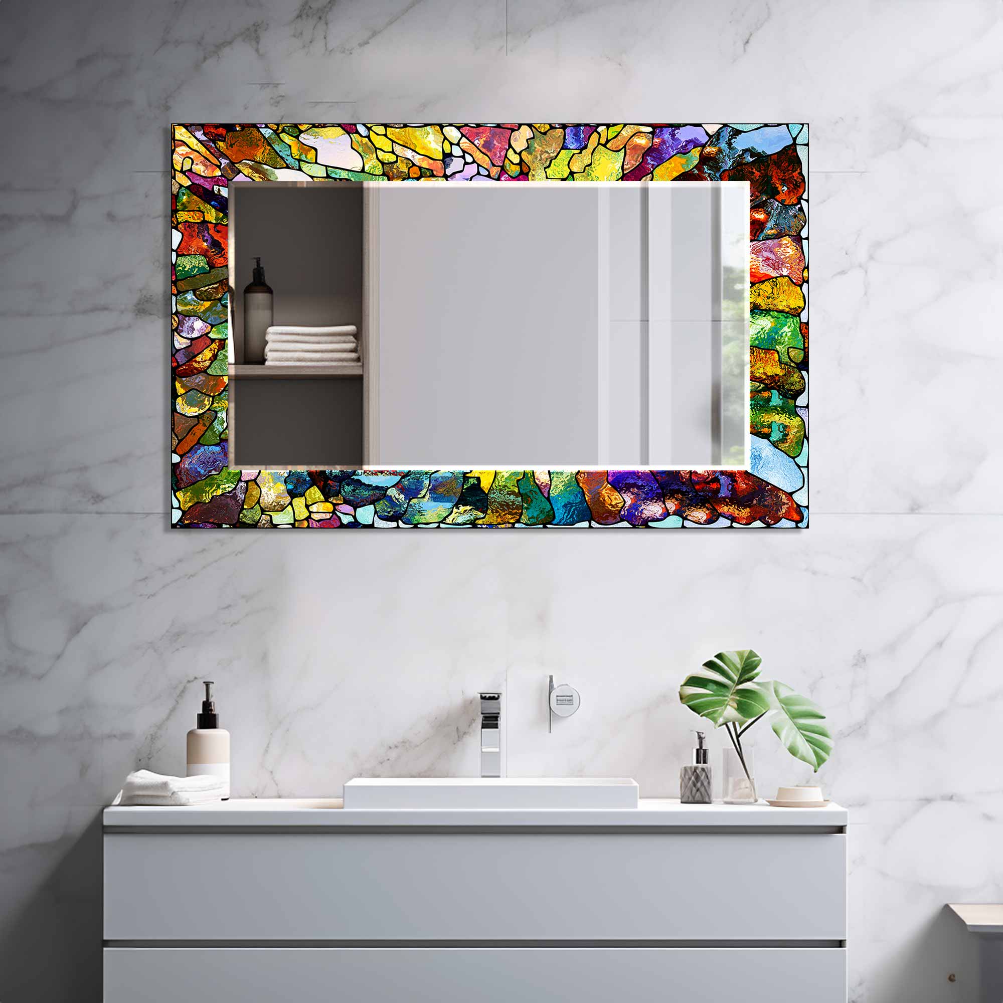 Colourful Stained Effect Tempered Glass Mirror