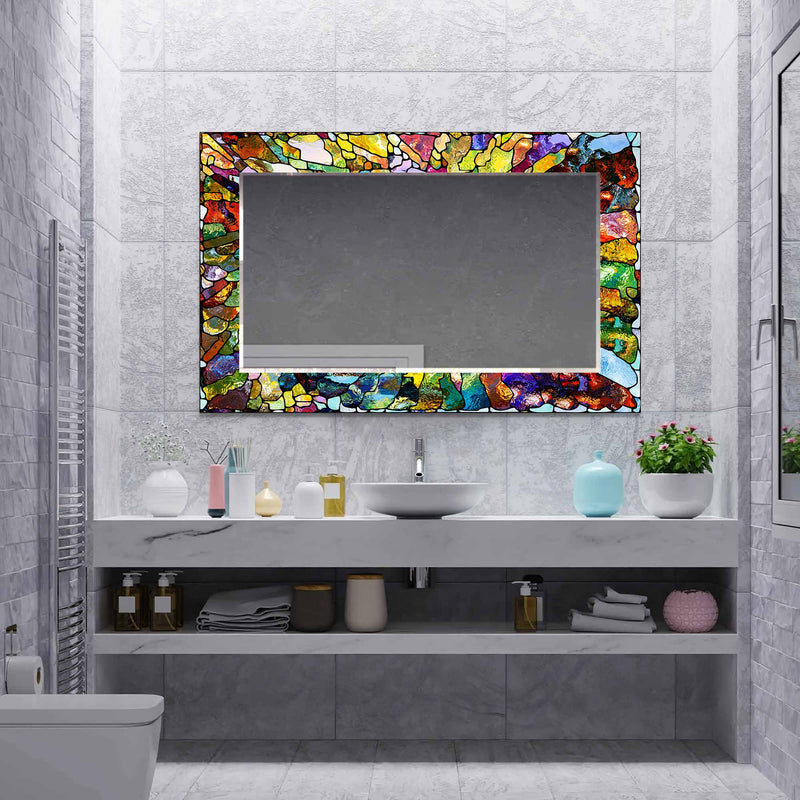 Artronauts Glass Print Colourful Stained Effect Tempered Glass Mirror